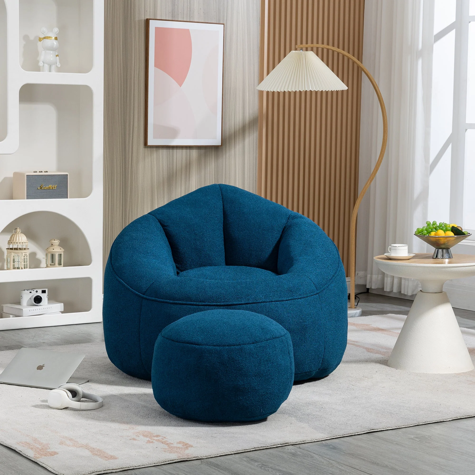Bean Bag Sofa Chair with High-Pressure Foam and Footrest - Image 133