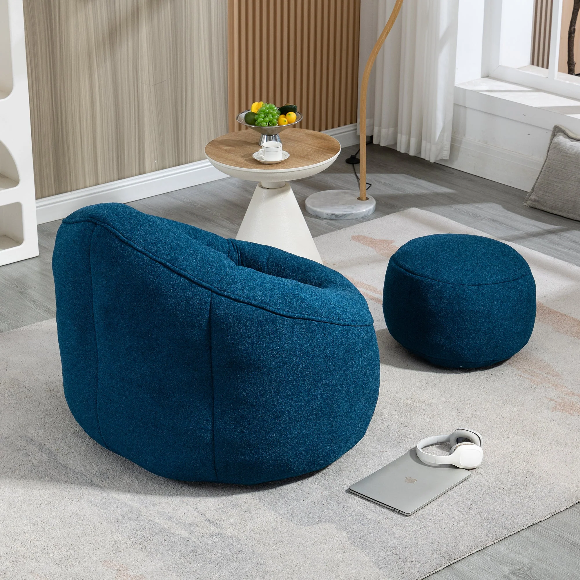 Bean Bag Sofa Chair with High-Pressure Foam and Footrest - Image 134