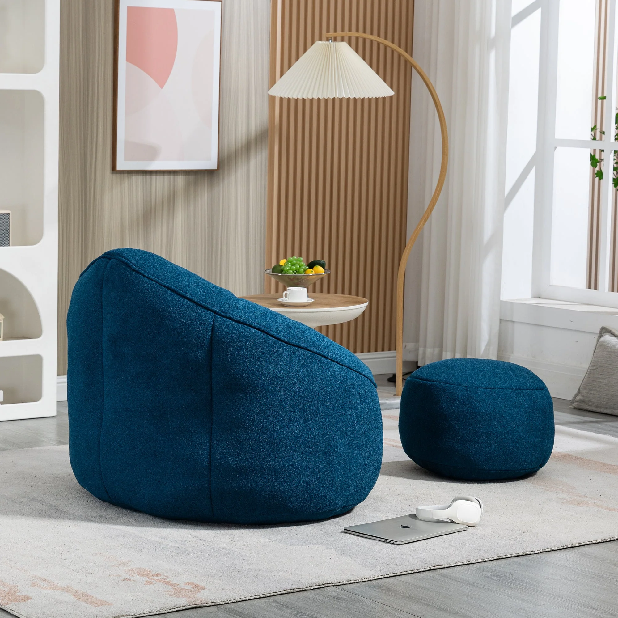 Bean Bag Sofa Chair with High-Pressure Foam and Footrest - Image 135