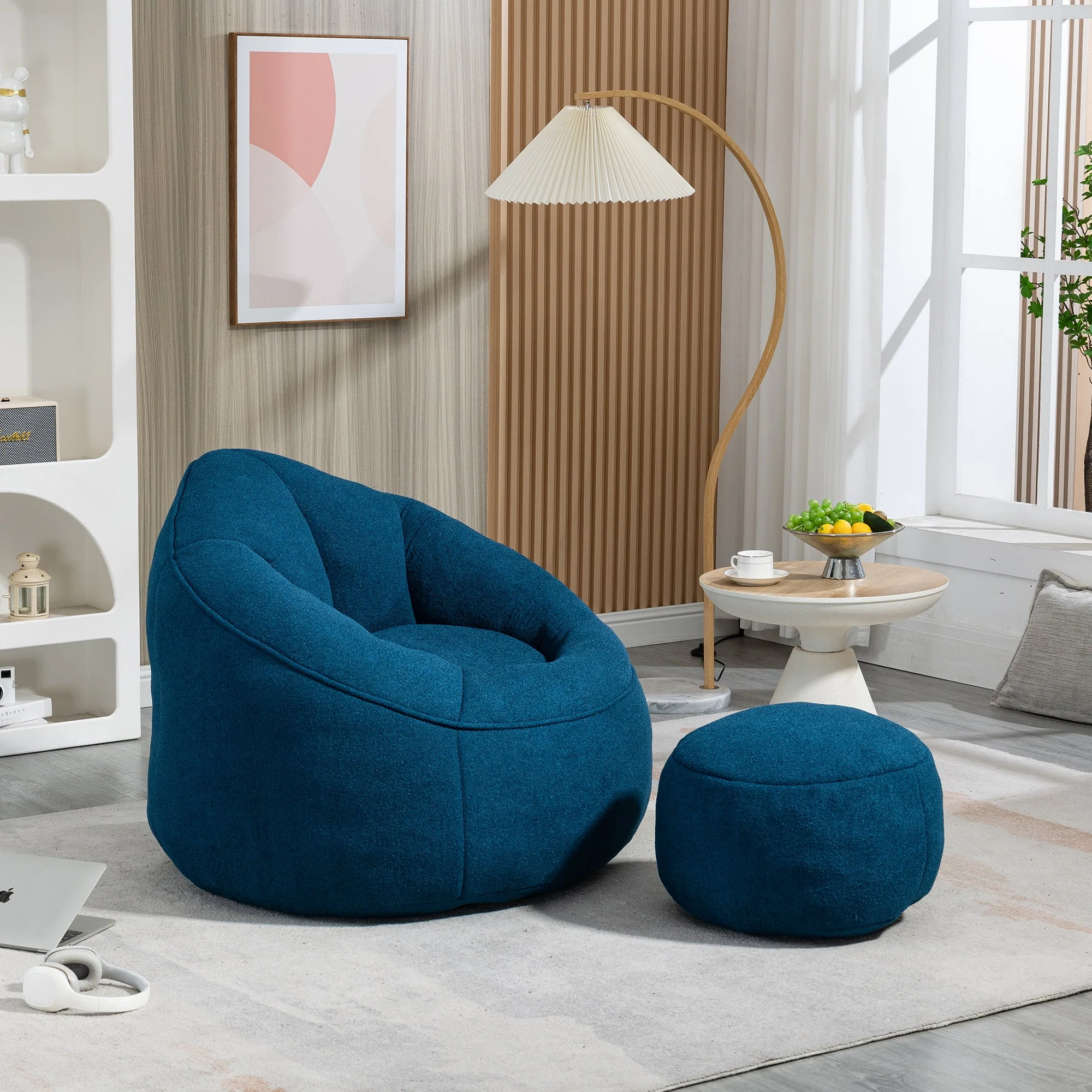 Bean Bag Sofa Chair with High-Pressure Foam and Footrest - Image 136