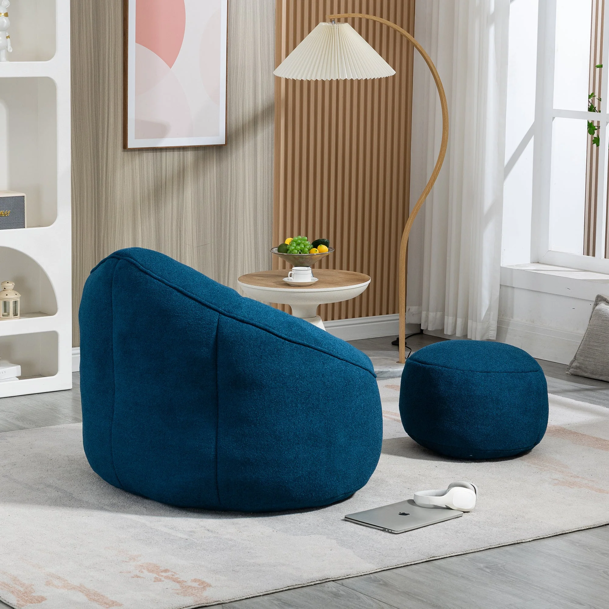 Bean Bag Sofa Chair with High-Pressure Foam and Footrest - Image 137