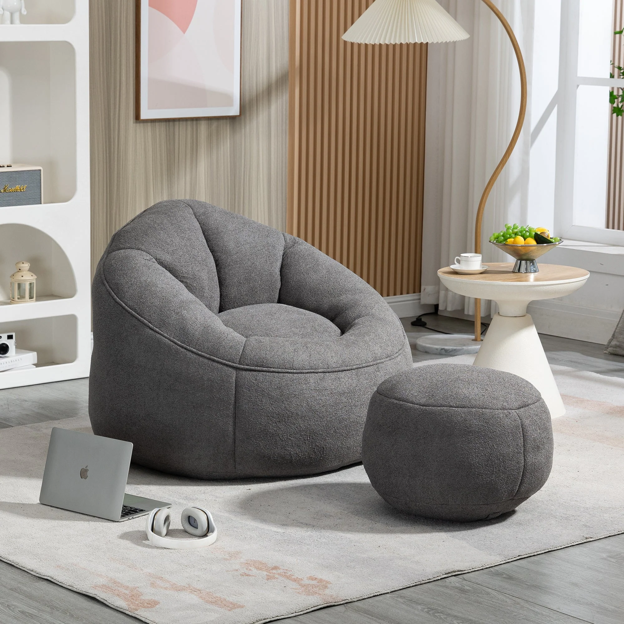 Bean Bag Sofa Chair with High-Pressure Foam and Footrest - Image 28