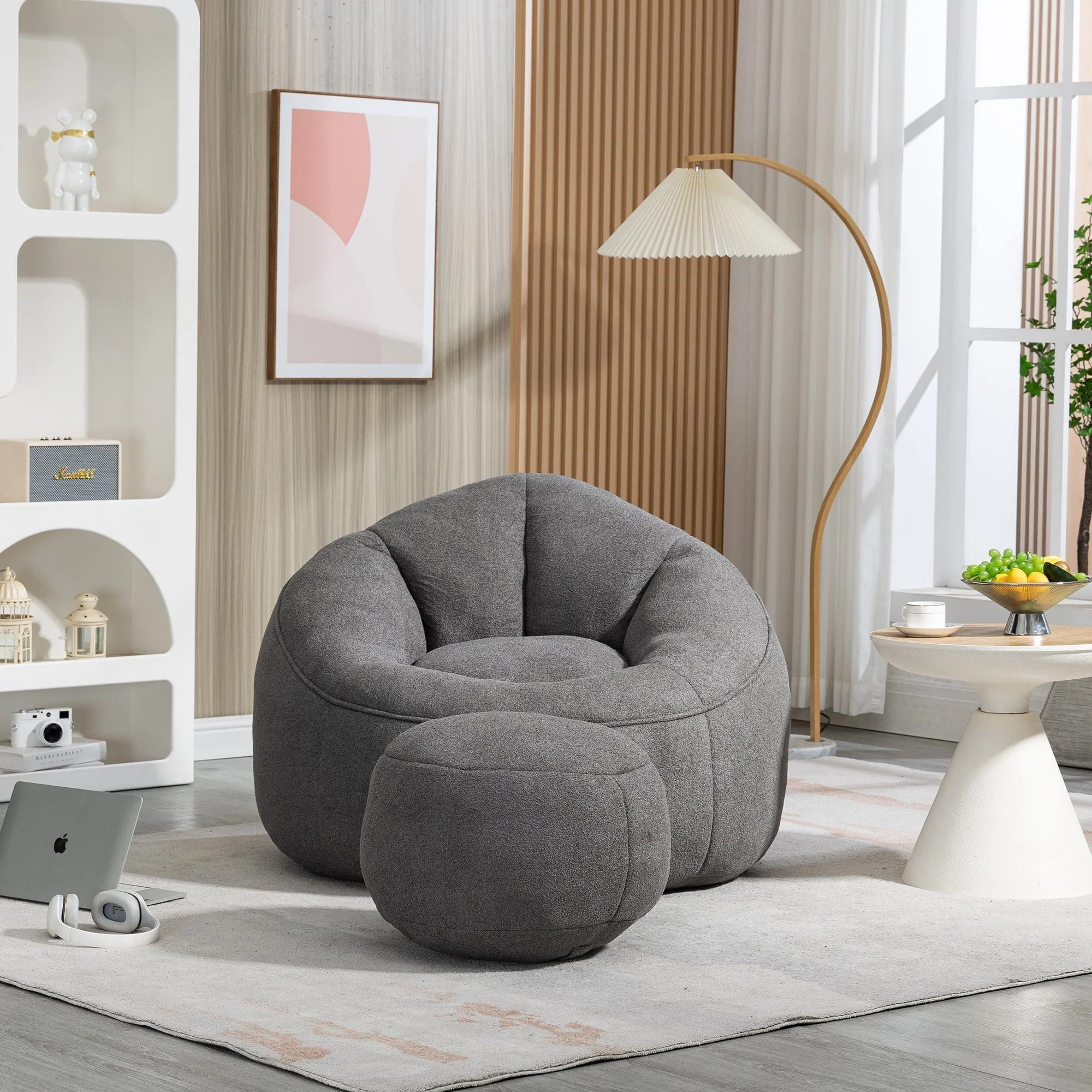 Bean Bag Sofa Chair with High-Pressure Foam and Footrest - Image 30