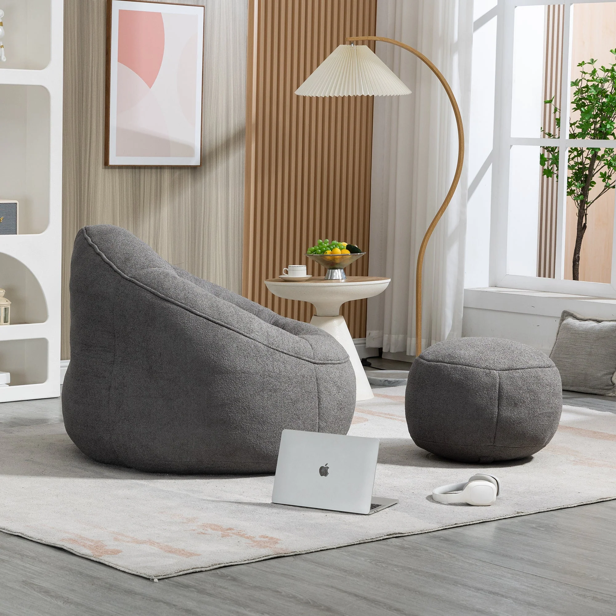 Bean Bag Sofa Chair with High-Pressure Foam and Footrest - Image 31