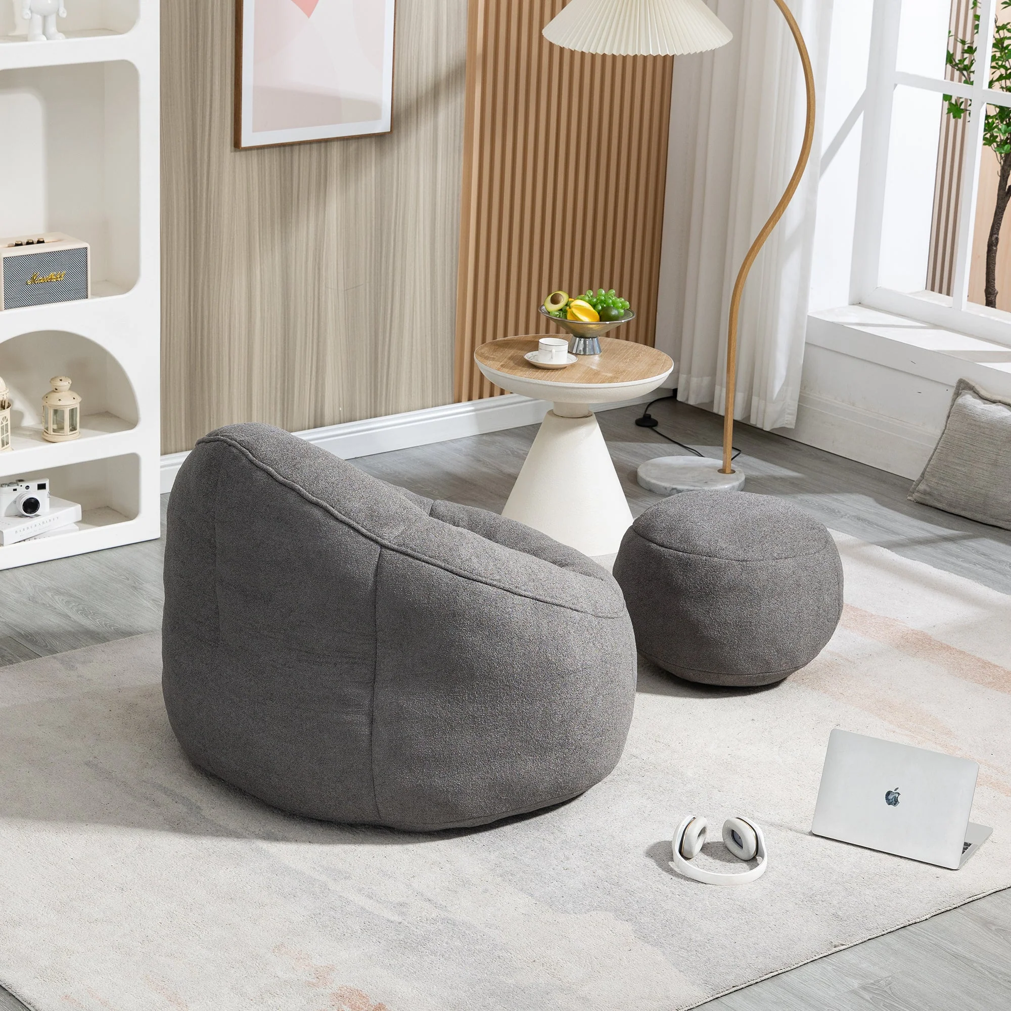 Bean Bag Sofa Chair with High-Pressure Foam and Footrest - Image 32