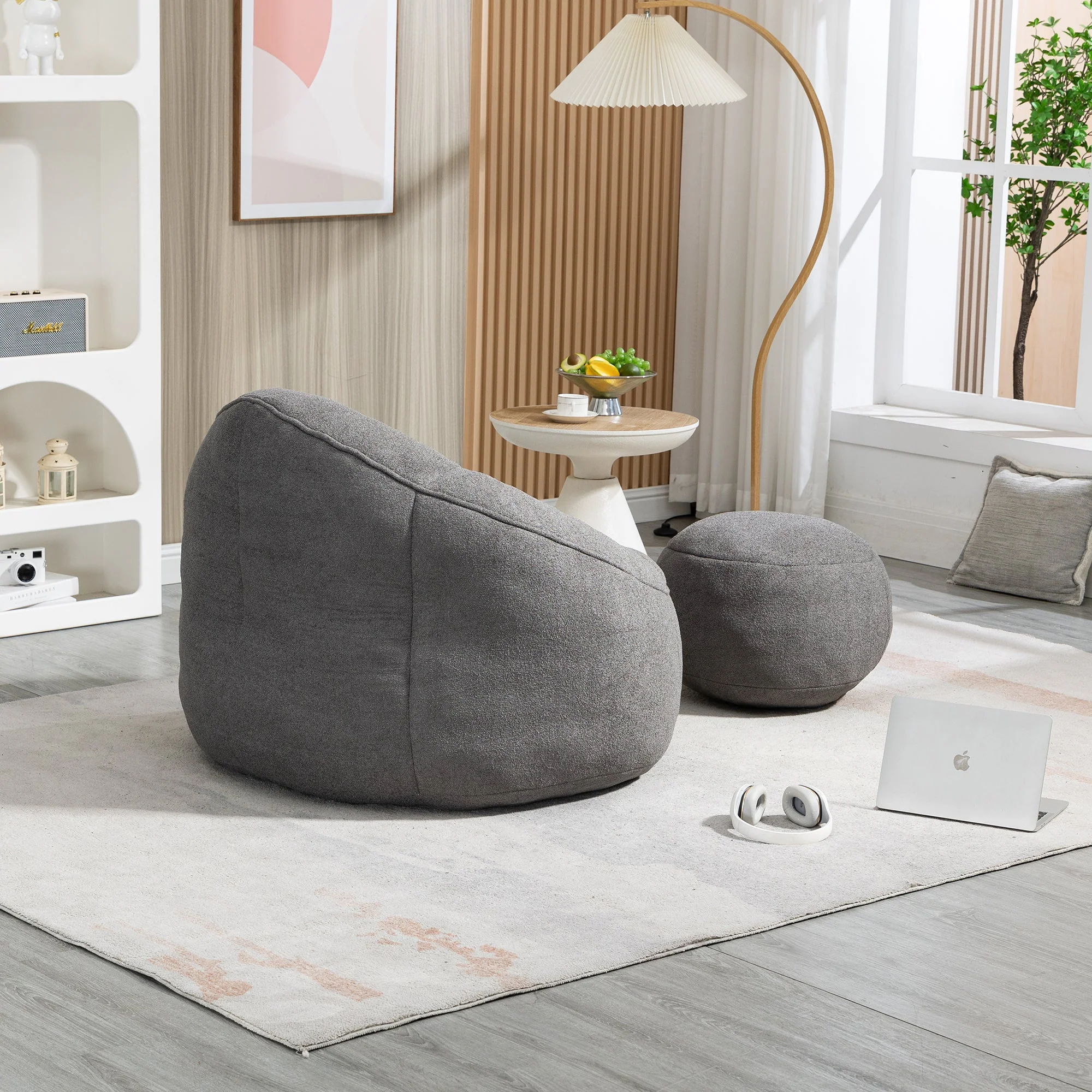 Bean Bag Sofa Chair with High-Pressure Foam and Footrest - Image 34