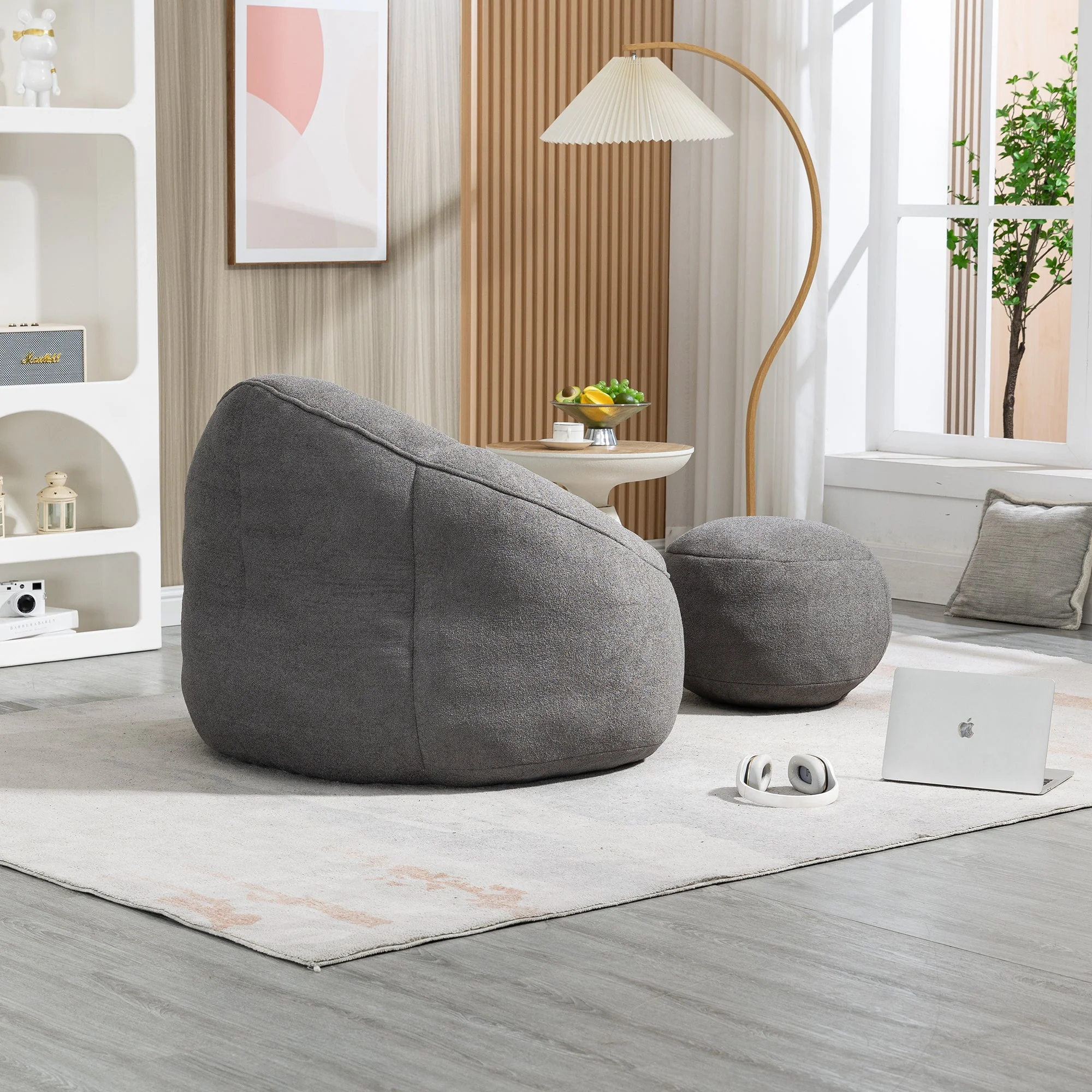 Bean Bag Sofa Chair with High-Pressure Foam and Footrest - Image 36