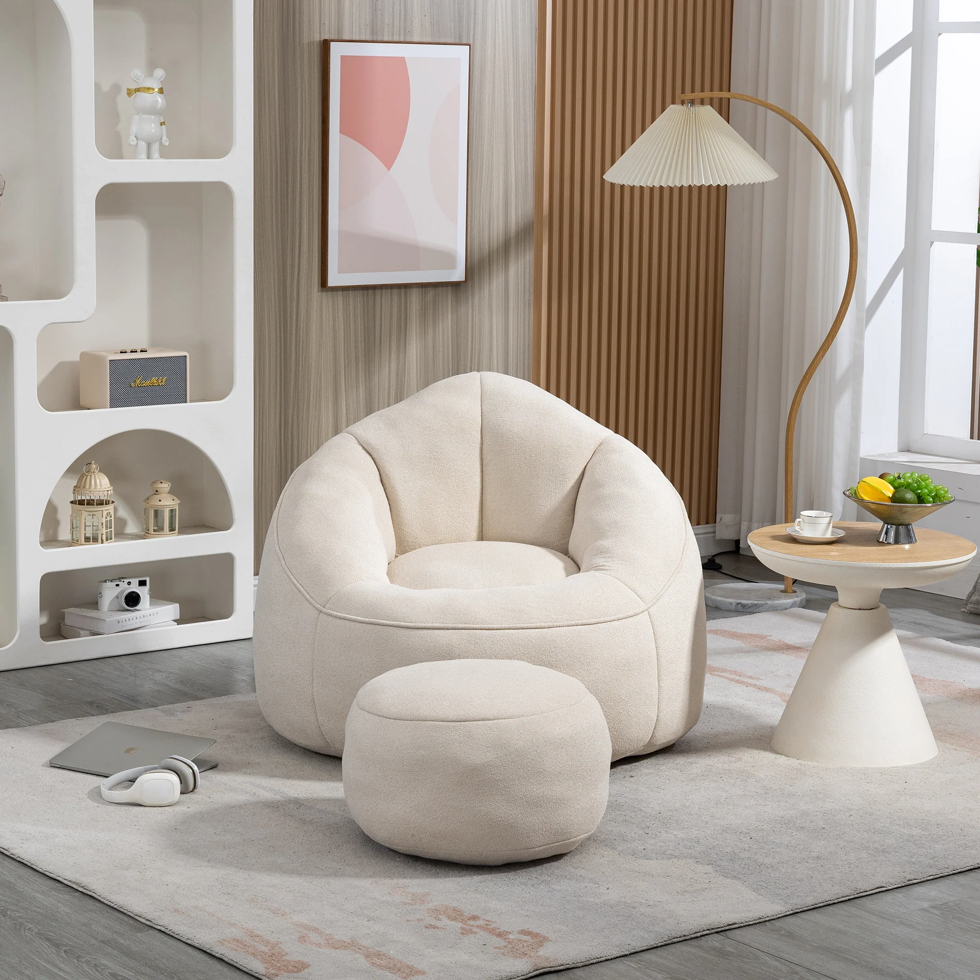 Bean Bag Sofa Chair with High-Pressure Foam and Footrest - Image 4