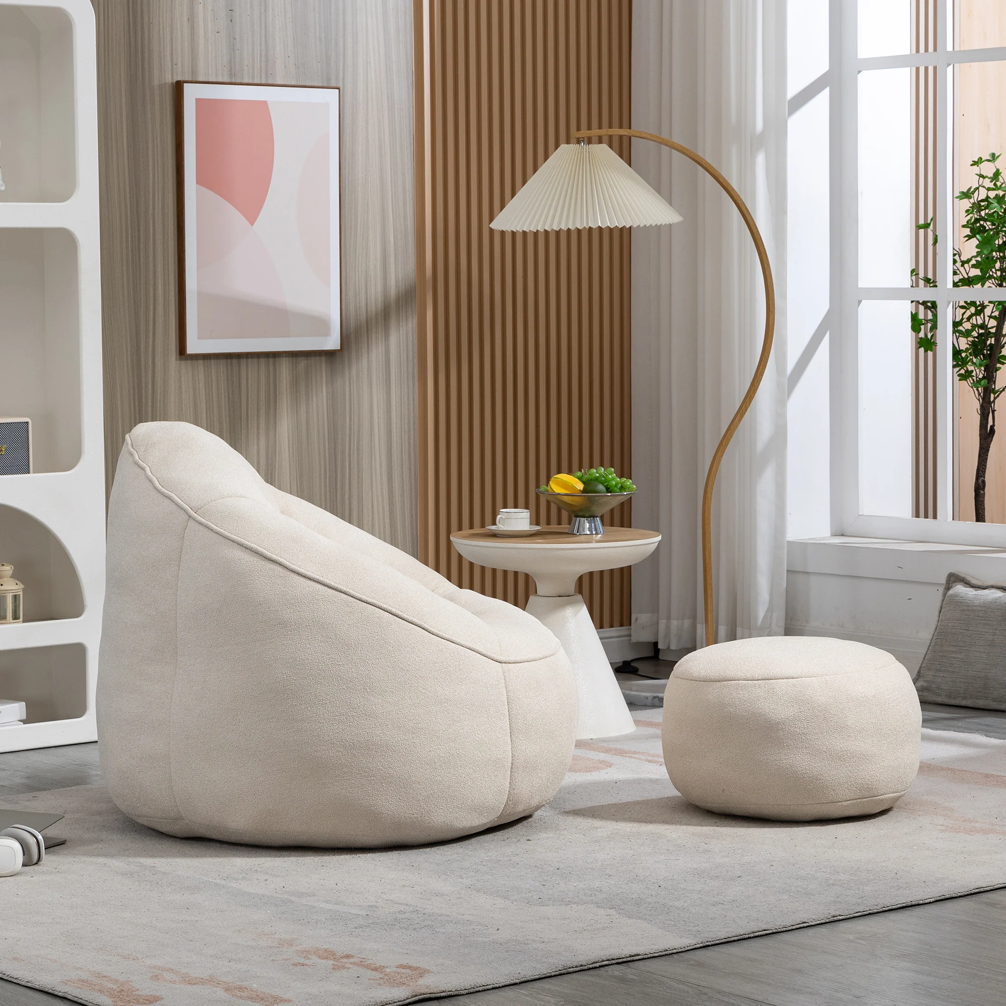 Bean Bag Sofa Chair with High-Pressure Foam and Footrest - Image 5