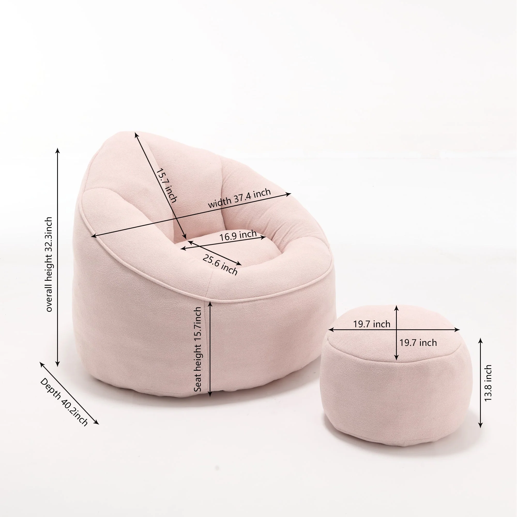 Bean Bag Sofa Chair with High-Pressure Foam and Footrest - Image 52