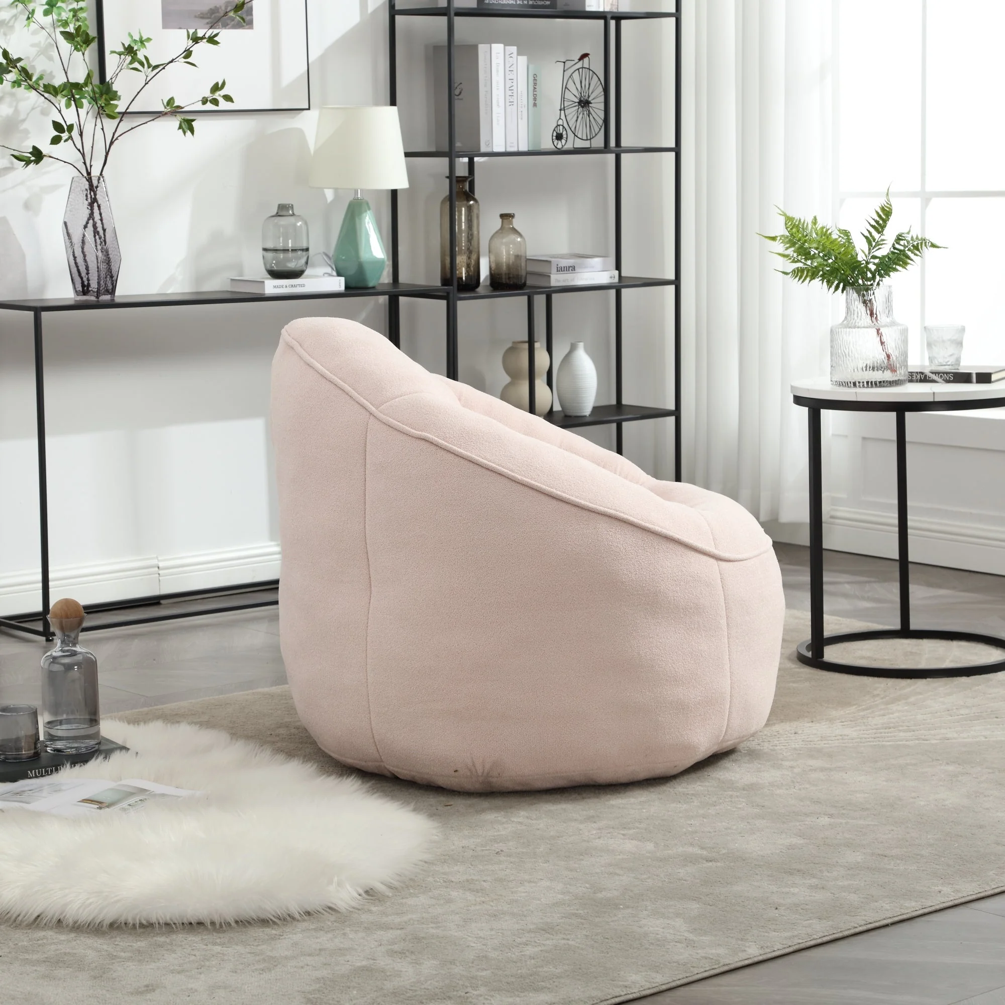 Bean Bag Sofa Chair with High-Pressure Foam and Footrest - Image 54