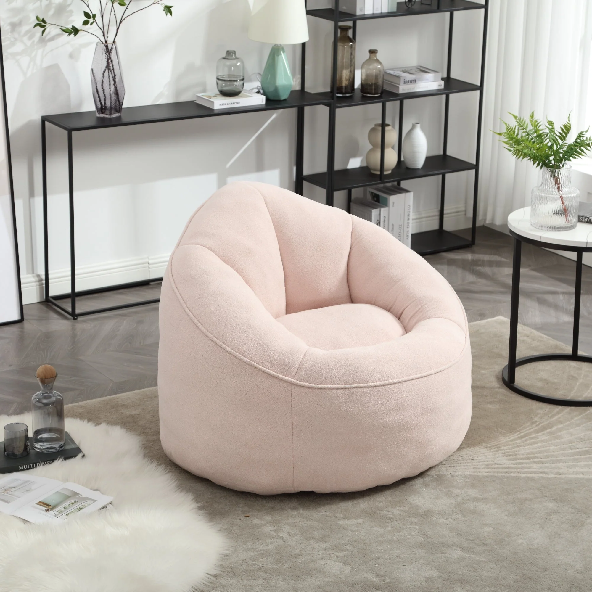 Bean Bag Sofa Chair with High-Pressure Foam and Footrest - Image 55