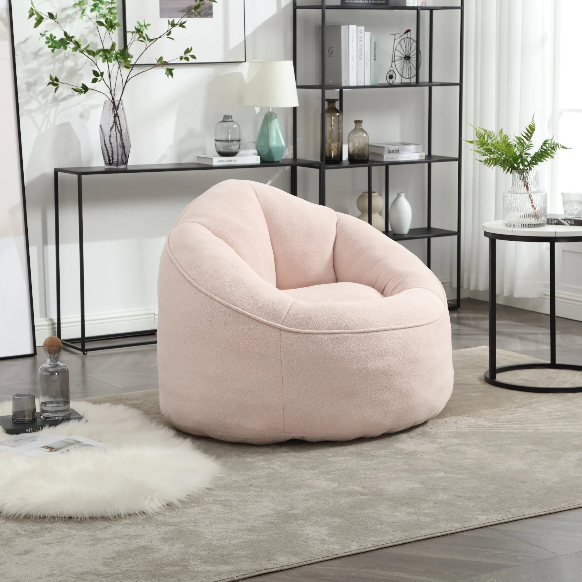 Bean Bag Sofa Chair with High-Pressure Foam and Footrest - Image 56