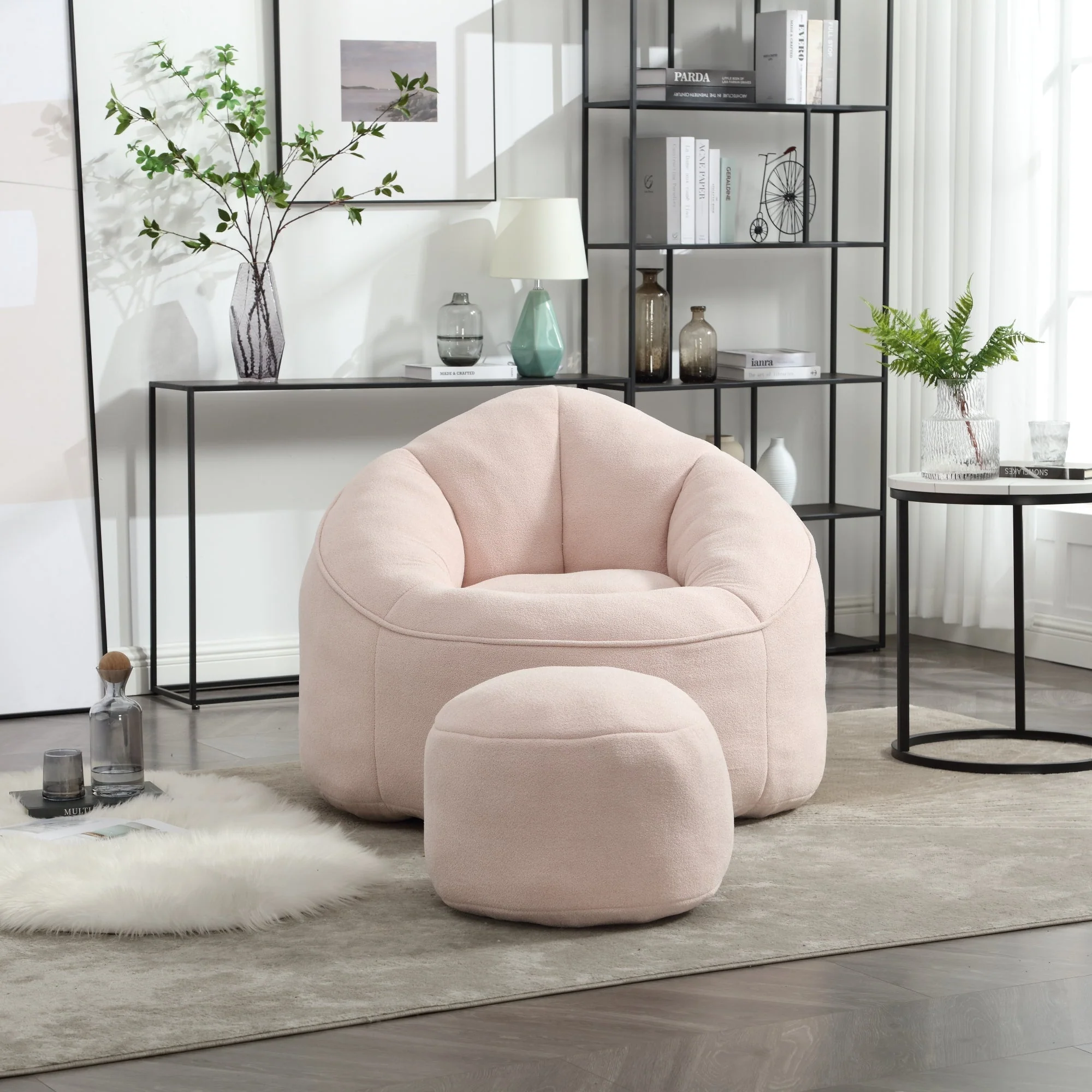 Bean Bag Sofa Chair with High-Pressure Foam and Footrest - Image 60