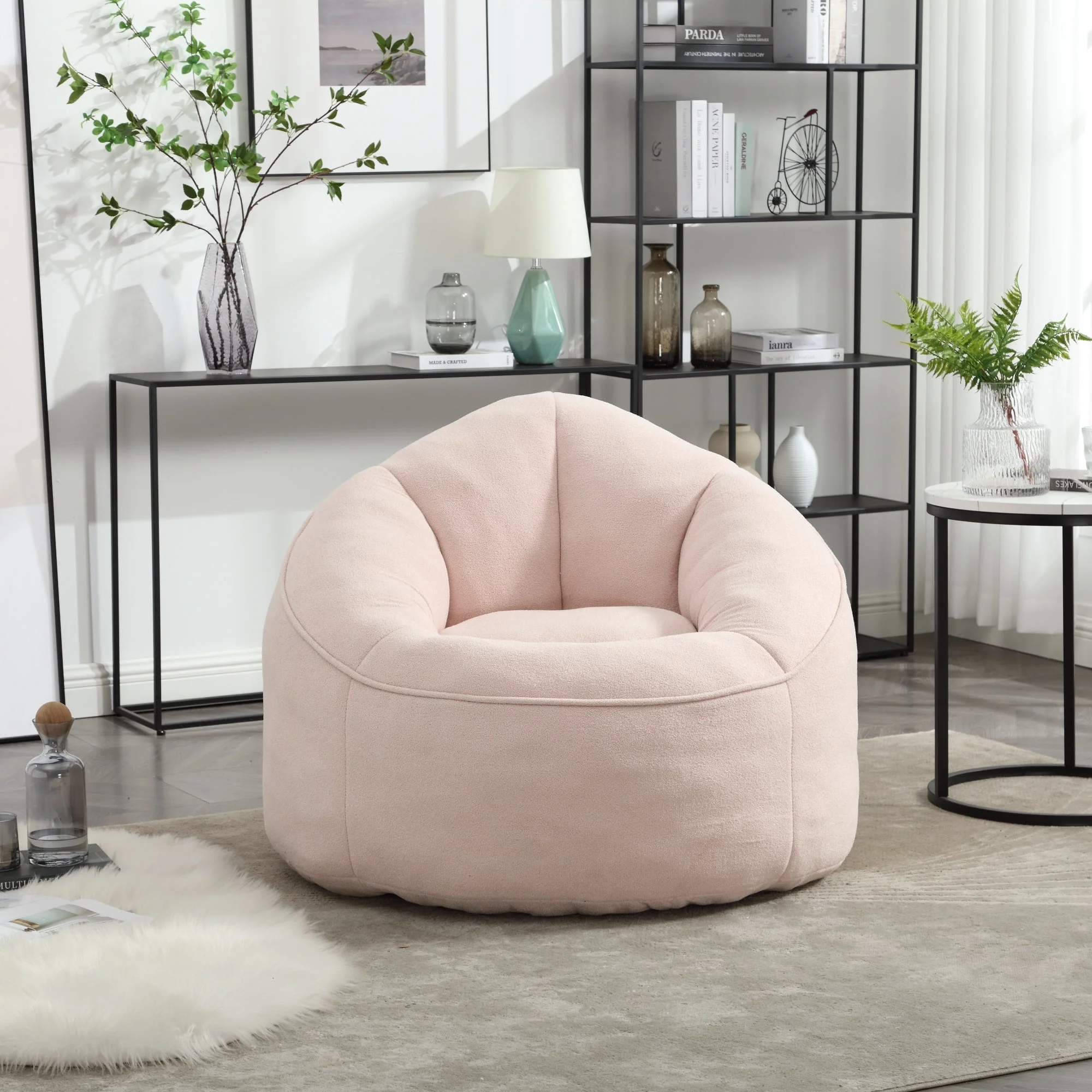 Bean Bag Sofa Chair with High-Pressure Foam and Footrest - Image 64