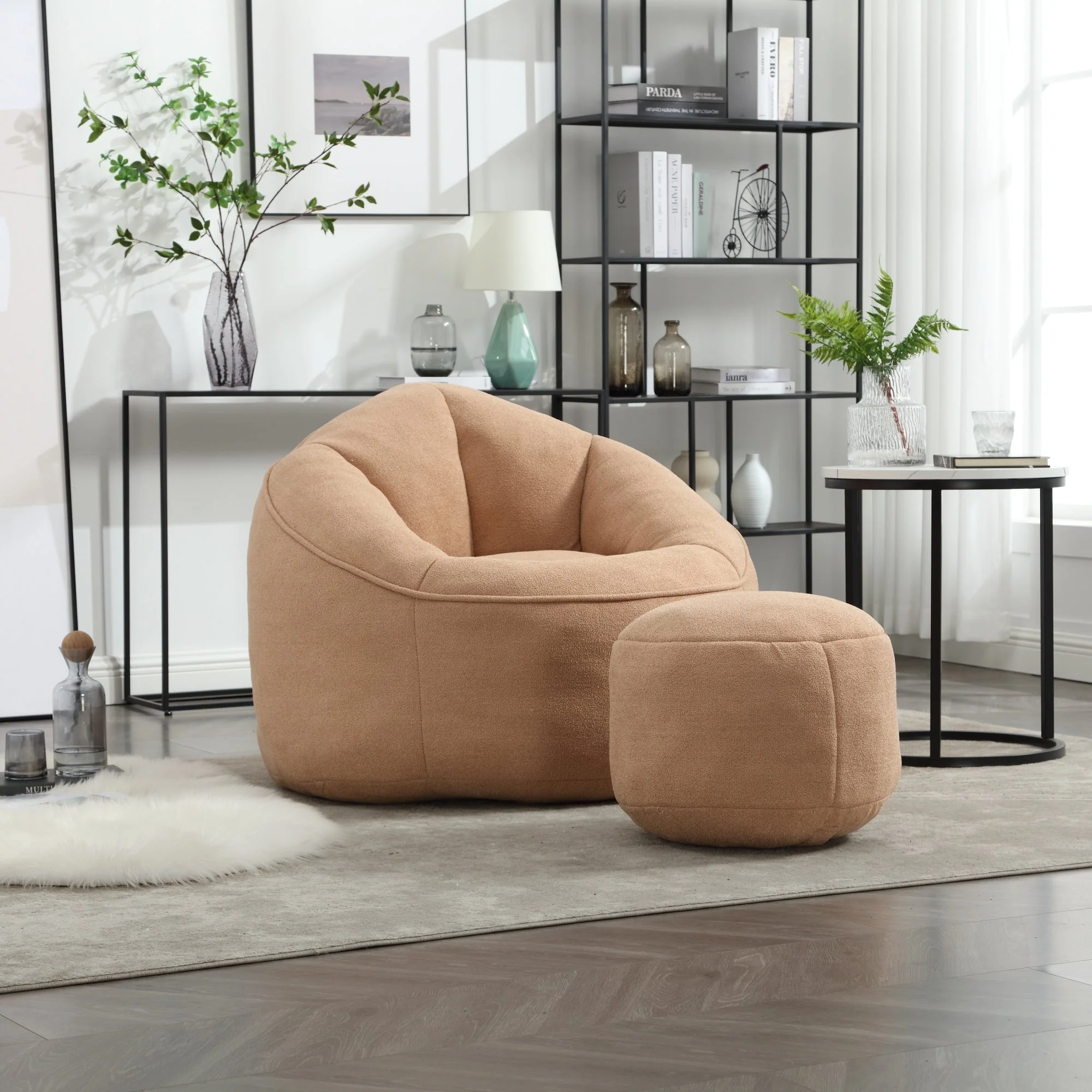 Bean Bag Sofa Chair with High-Pressure Foam and Footrest - Image 78
