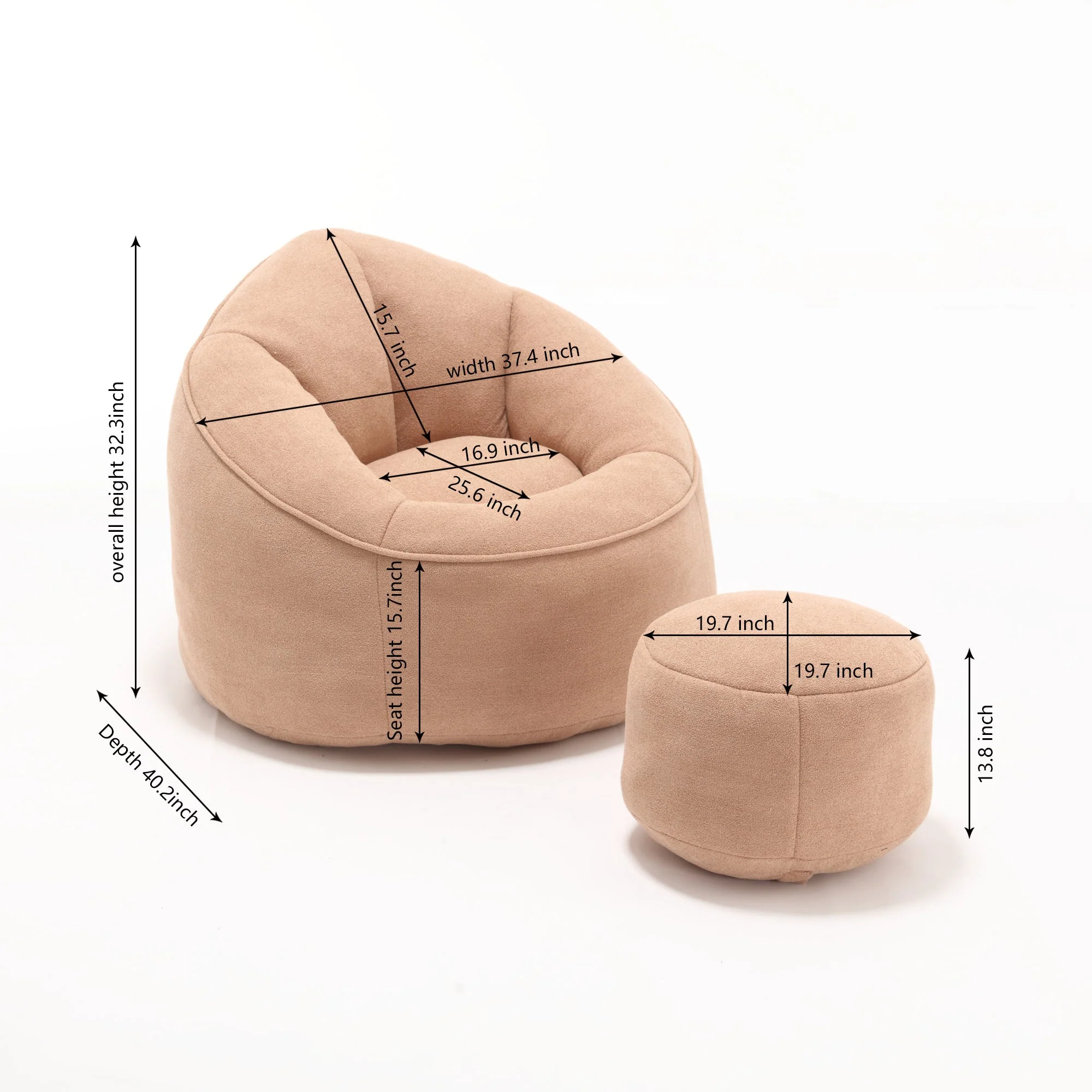 Bean Bag Sofa Chair with High-Pressure Foam and Footrest - Image 79