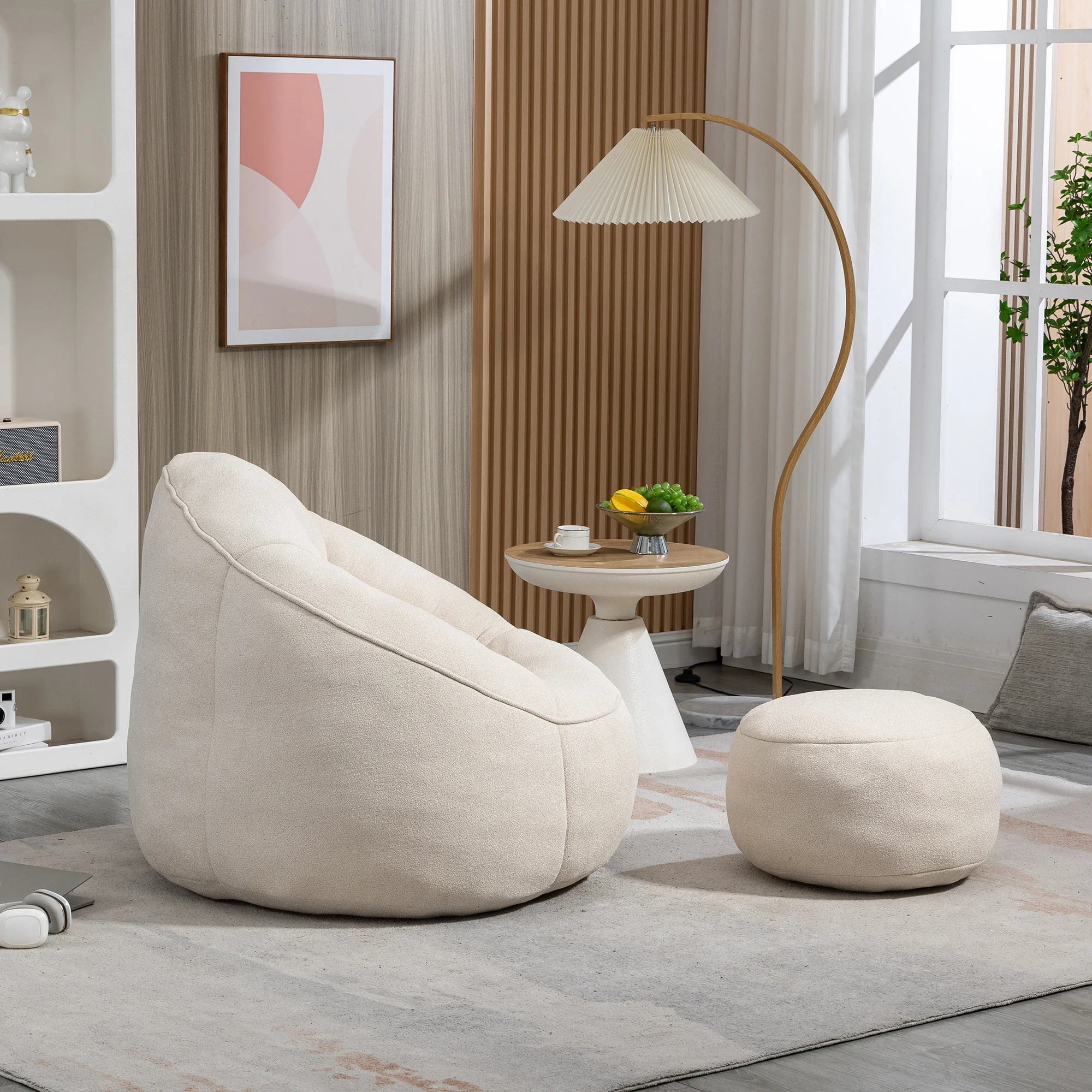 Bean Bag Sofa Chair with High-Pressure Foam and Footrest - Image 8