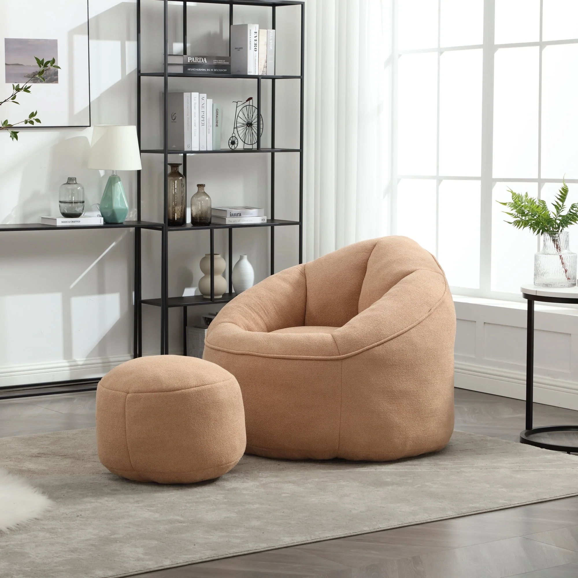 Bean Bag Sofa Chair with High-Pressure Foam and Footrest - Image 80