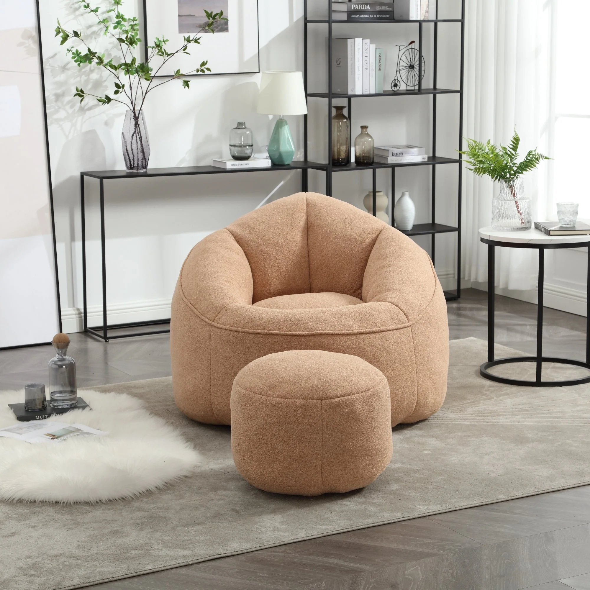 Bean Bag Sofa Chair with High-Pressure Foam and Footrest - Image 82