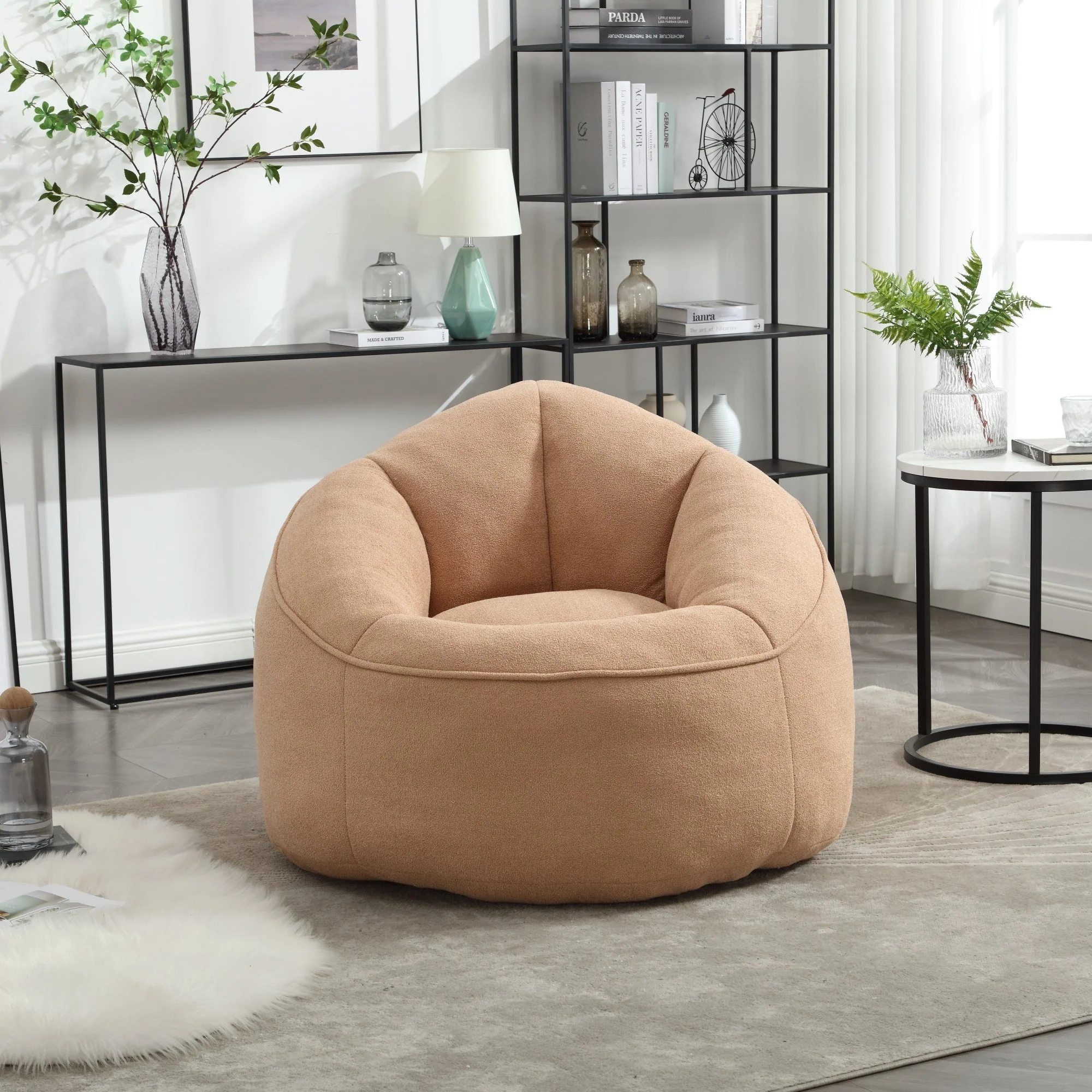 Bean Bag Sofa Chair with High-Pressure Foam and Footrest - Image 83