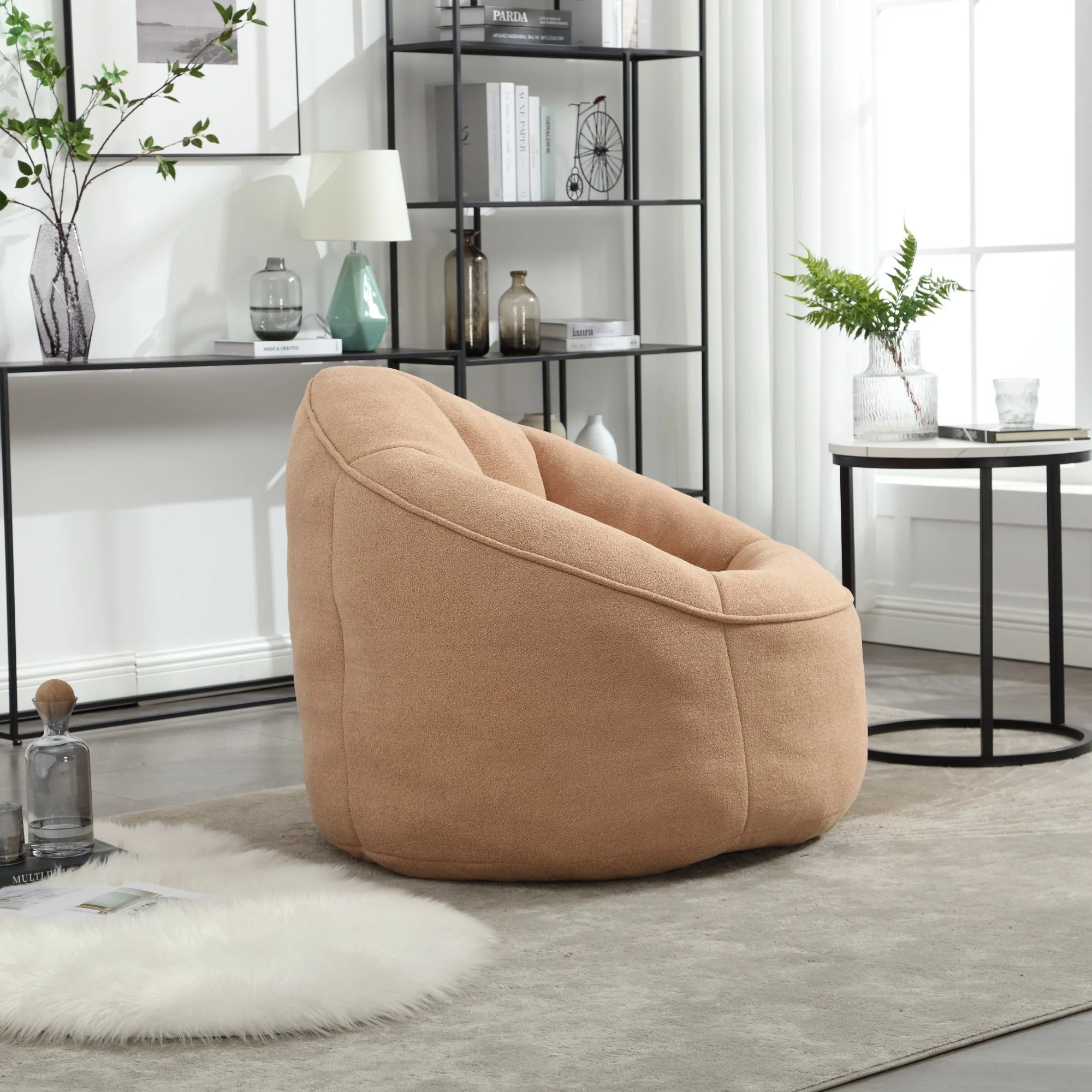 Bean Bag Sofa Chair with High-Pressure Foam and Footrest - Image 84