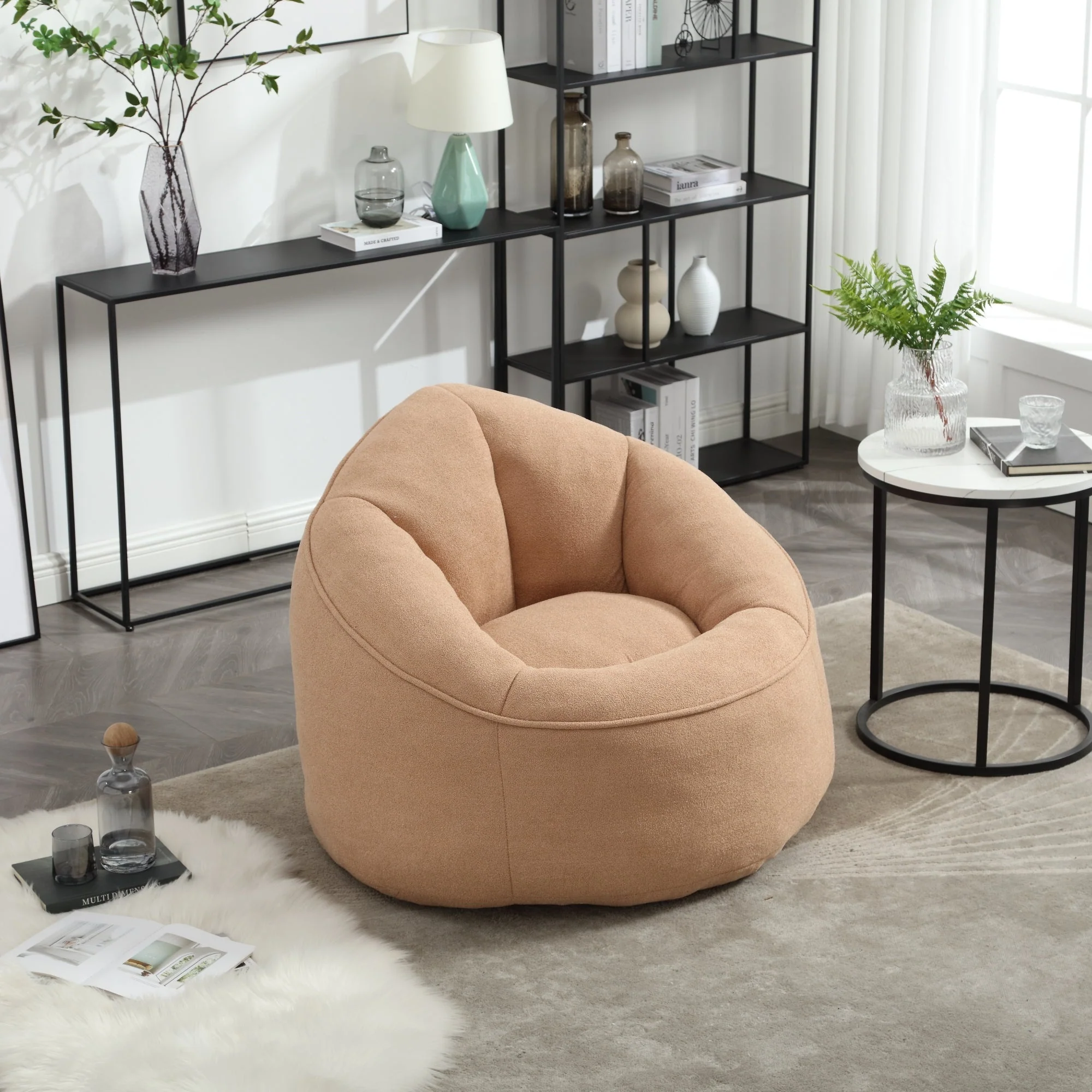 Bean Bag Sofa Chair with High-Pressure Foam and Footrest - Image 87