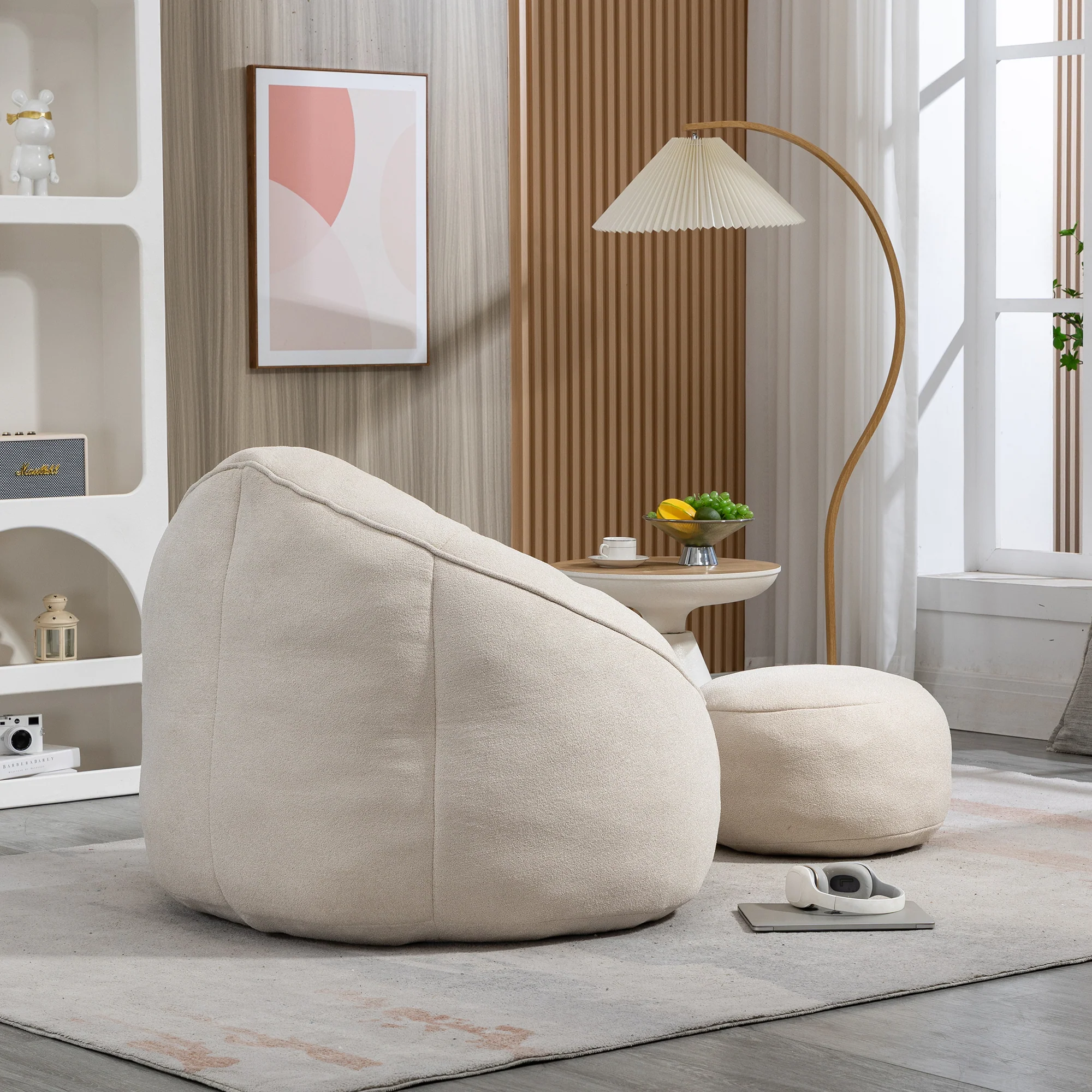 Bean Bag Sofa Chair with High-Pressure Foam and Footrest - Image 9