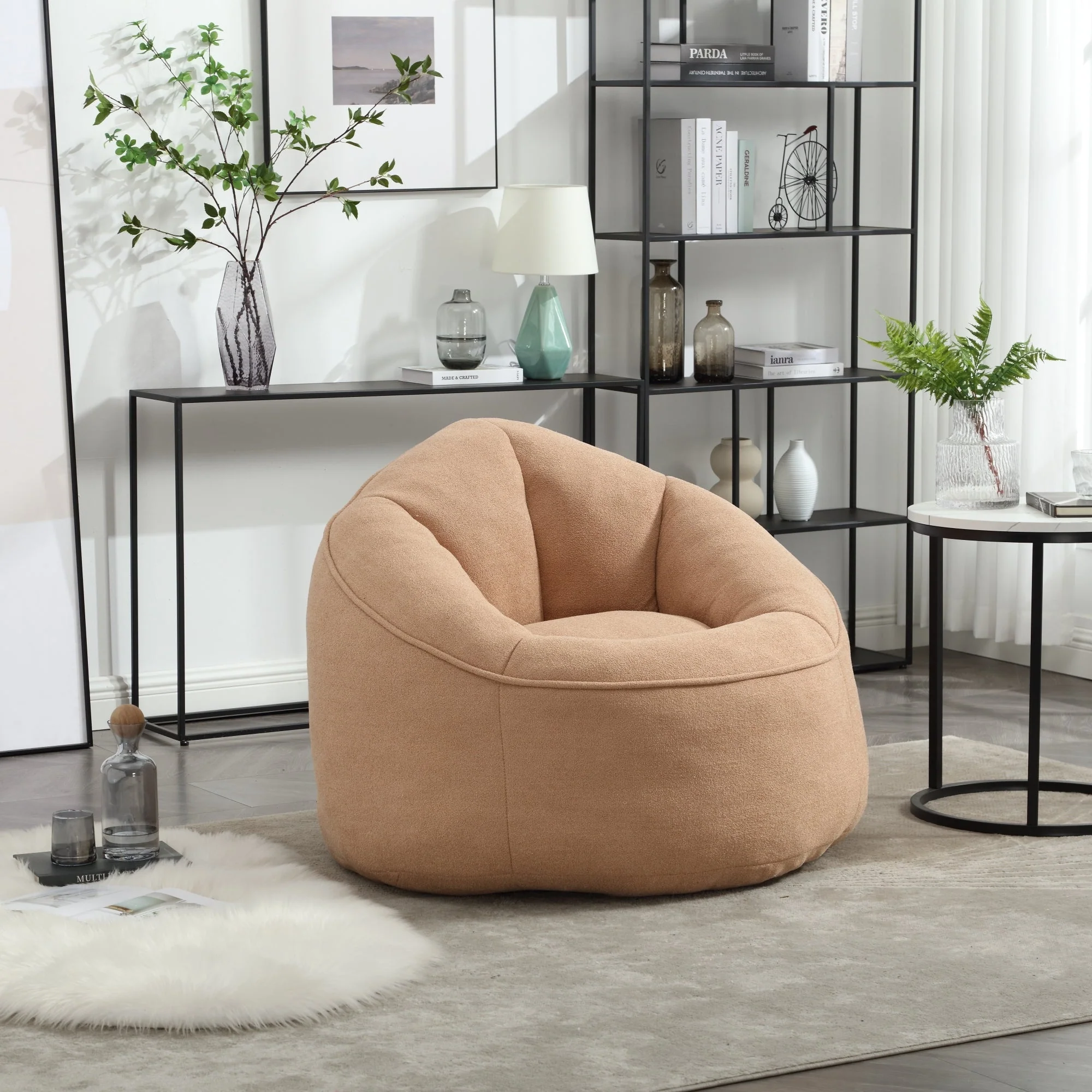 Bean Bag Sofa Chair with High-Pressure Foam and Footrest - Image 91