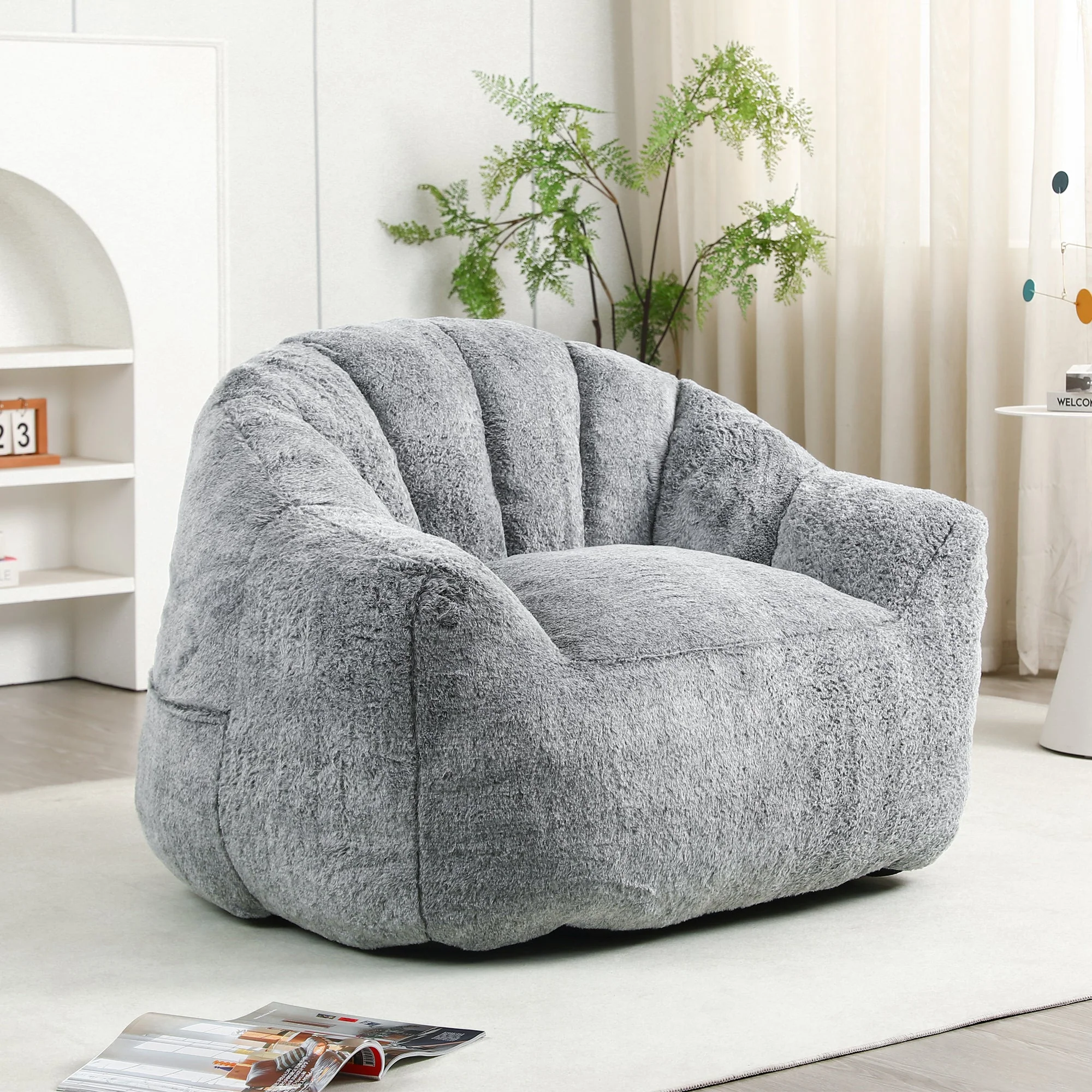 Beanbag Sofa Chair with Armrests Stuffed with High-Density Foam - Image 16