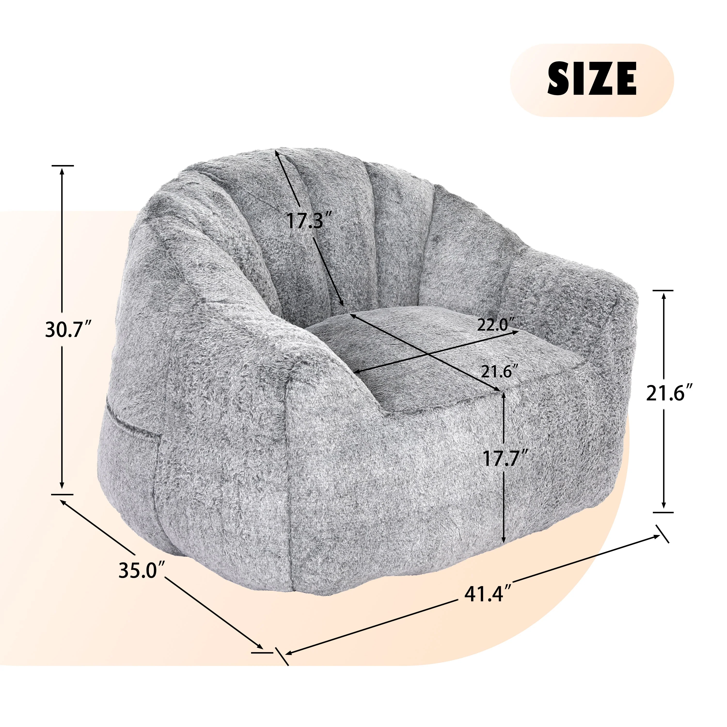 Beanbag Sofa Chair with Armrests Stuffed with High-Density Foam - Image 17