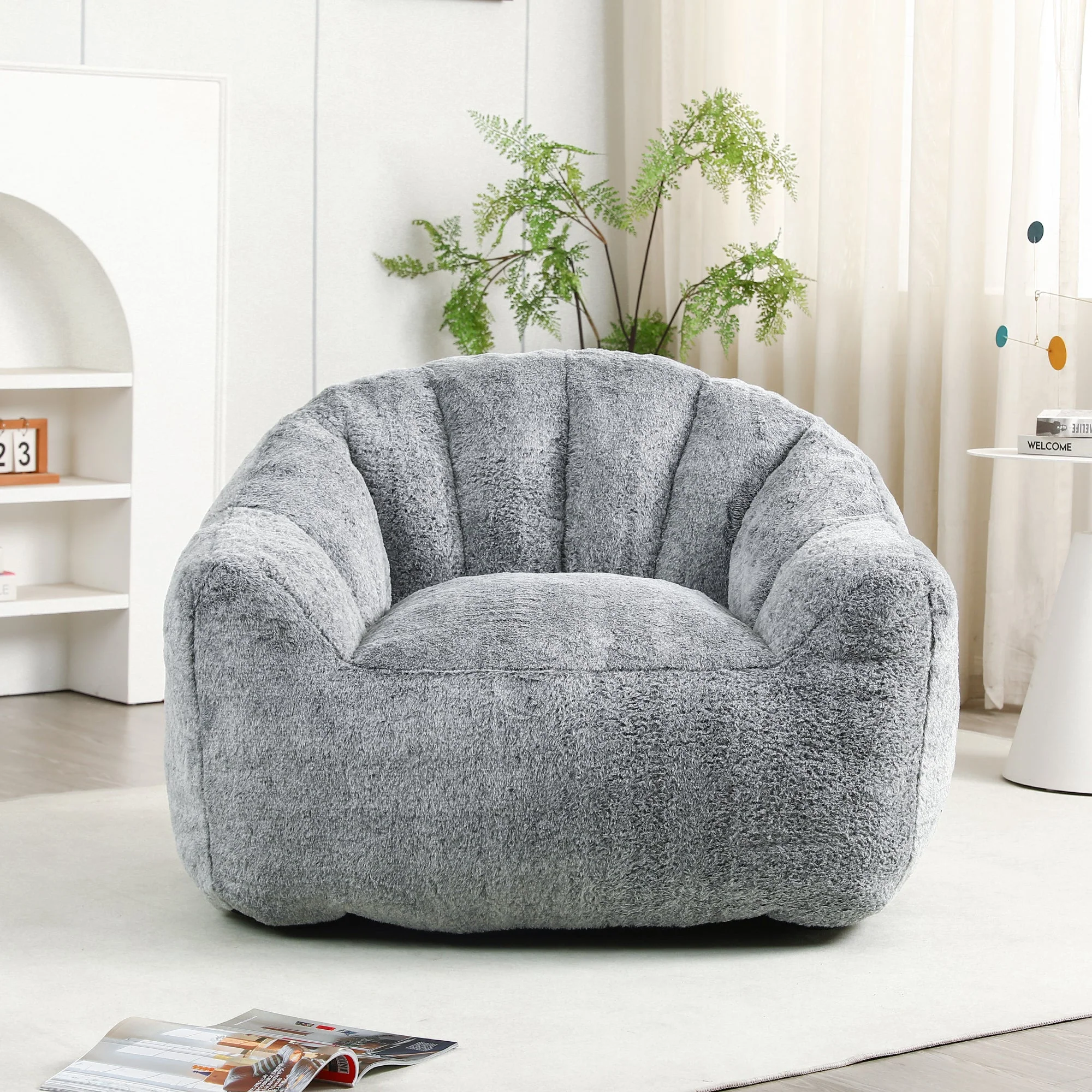 Beanbag Sofa Chair with Armrests Stuffed with High-Density Foam - Image 18