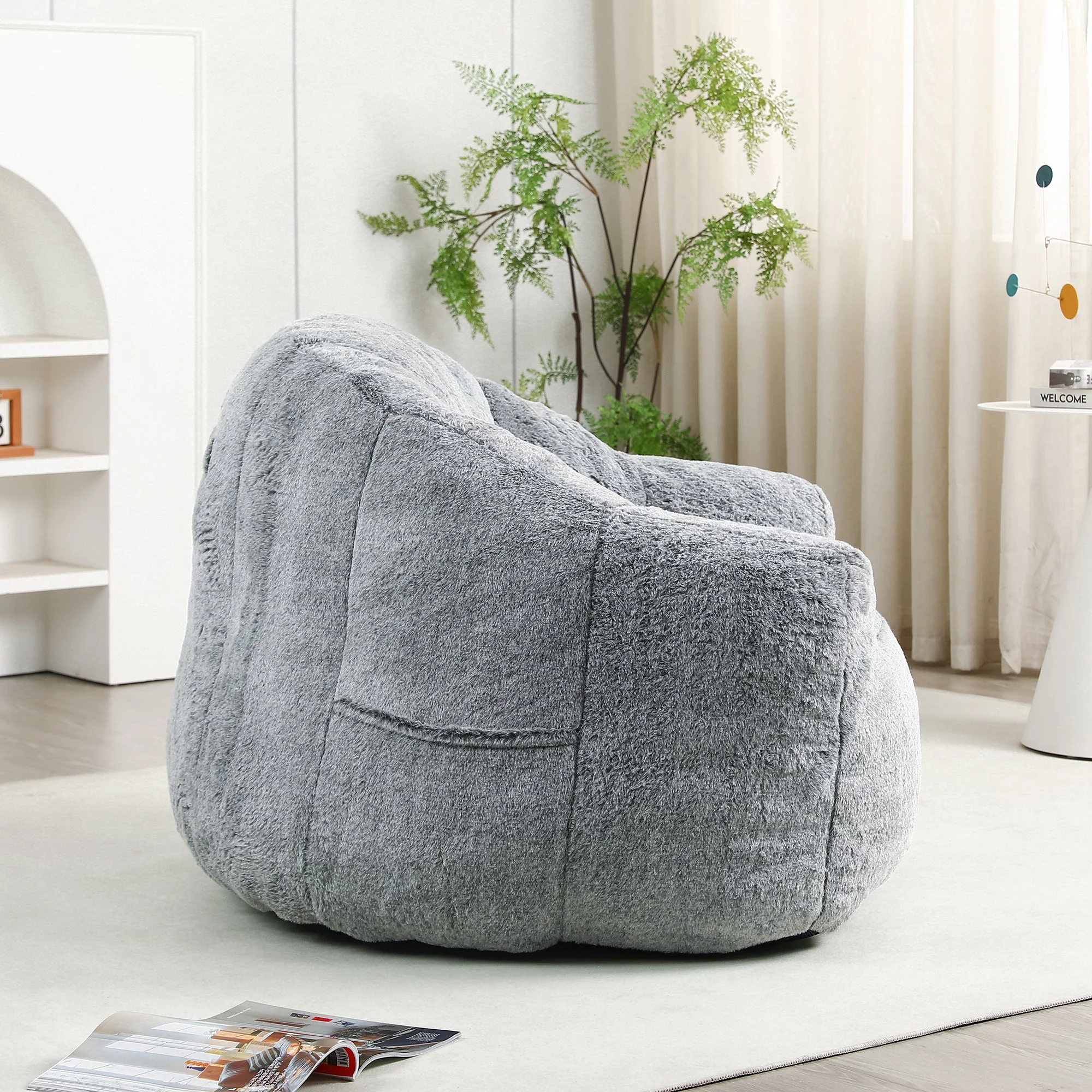 Beanbag Sofa Chair with Armrests Stuffed with High-Density Foam - Image 19