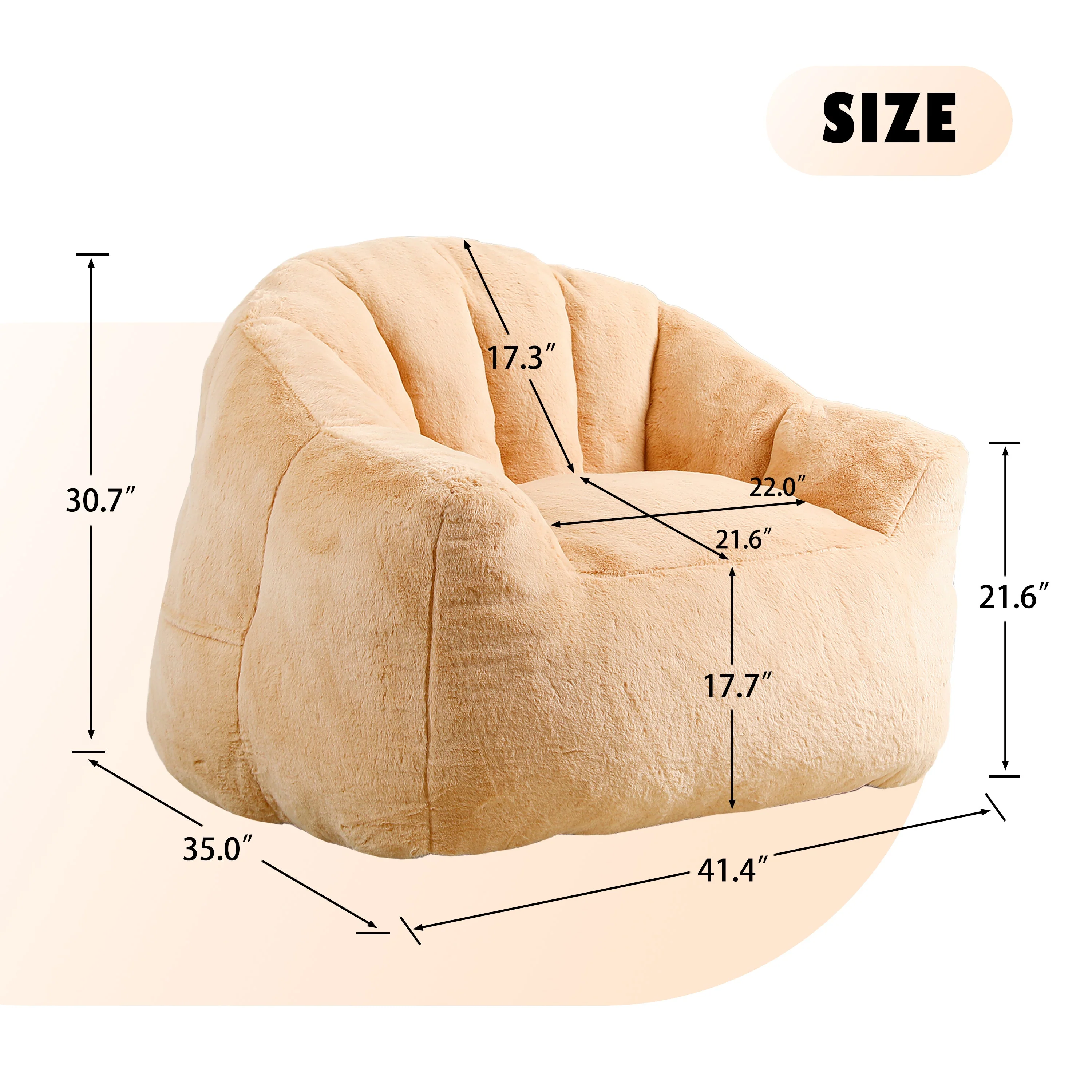 Beanbag Sofa Chair with Armrests Stuffed with High-Density Foam - Image 3