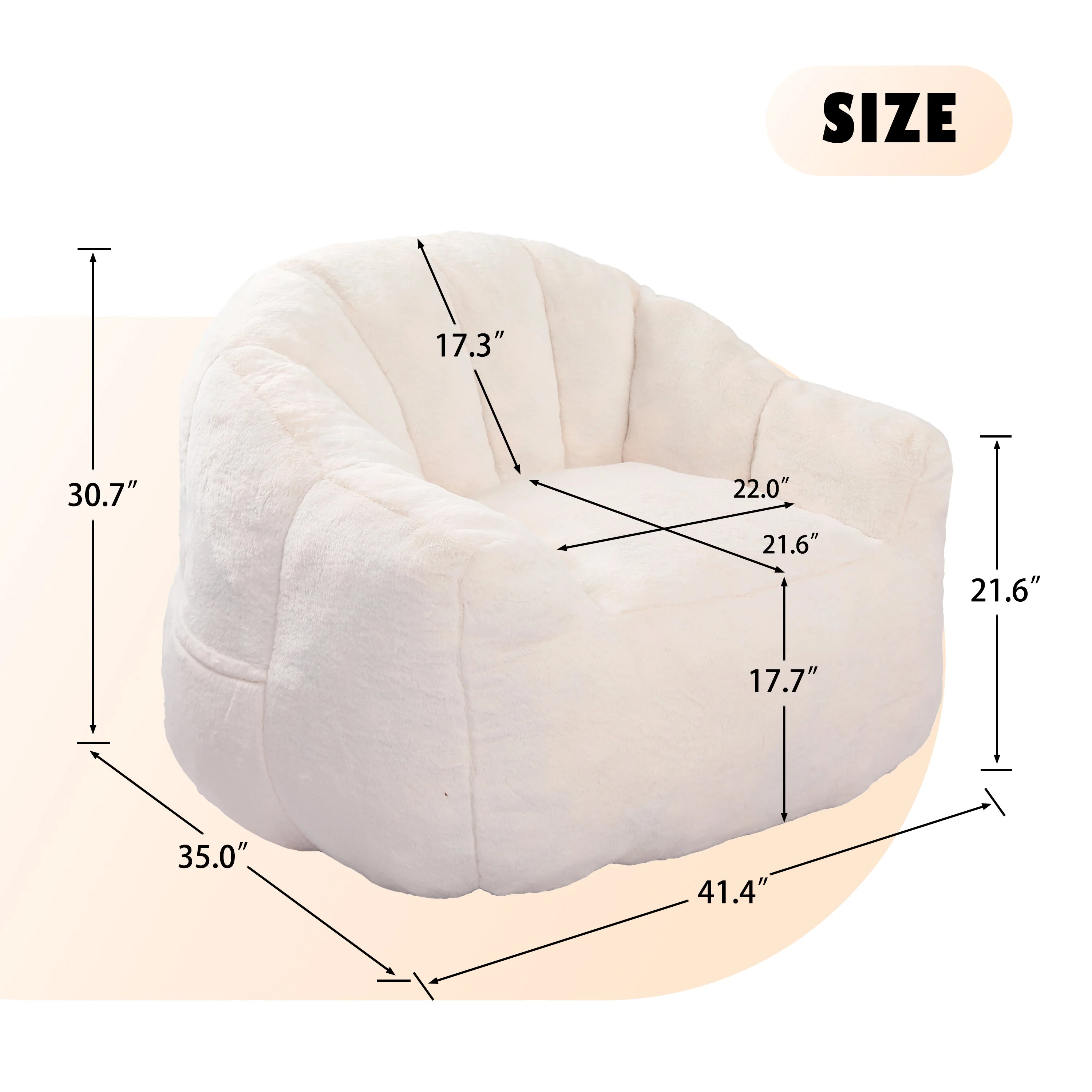 Beanbag Sofa Chair with Armrests Stuffed with High-Density Foam - Image 30