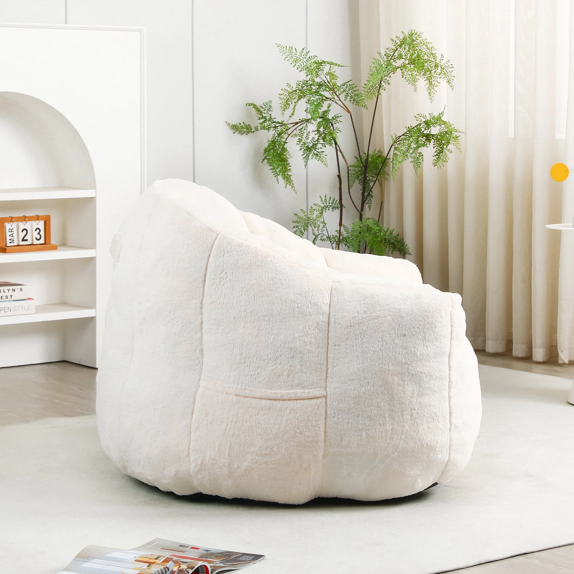 Beanbag Sofa Chair with Armrests Stuffed with High-Density Foam - Image 32