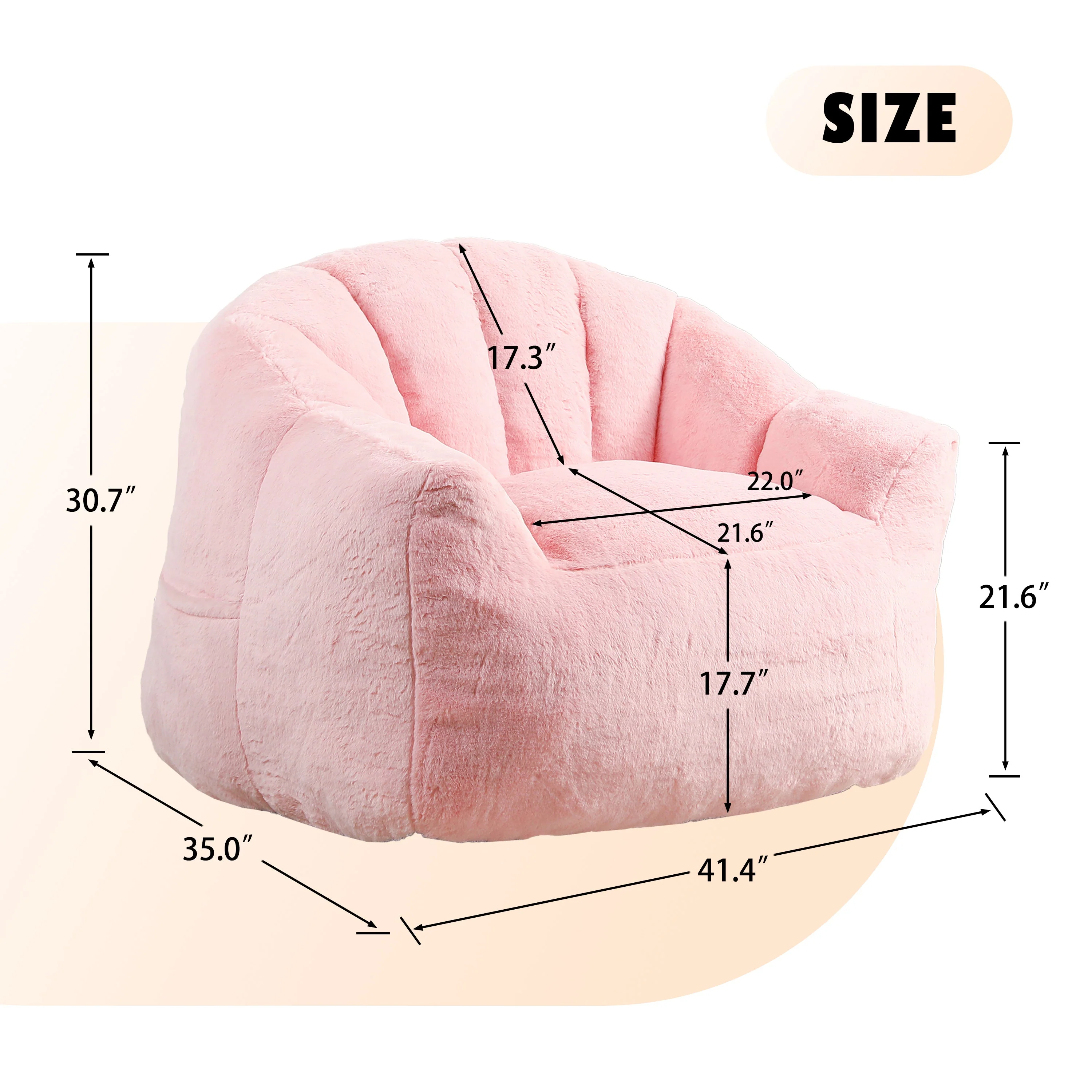 Beanbag Sofa Chair with Armrests Stuffed with High-Density Foam - Image 44