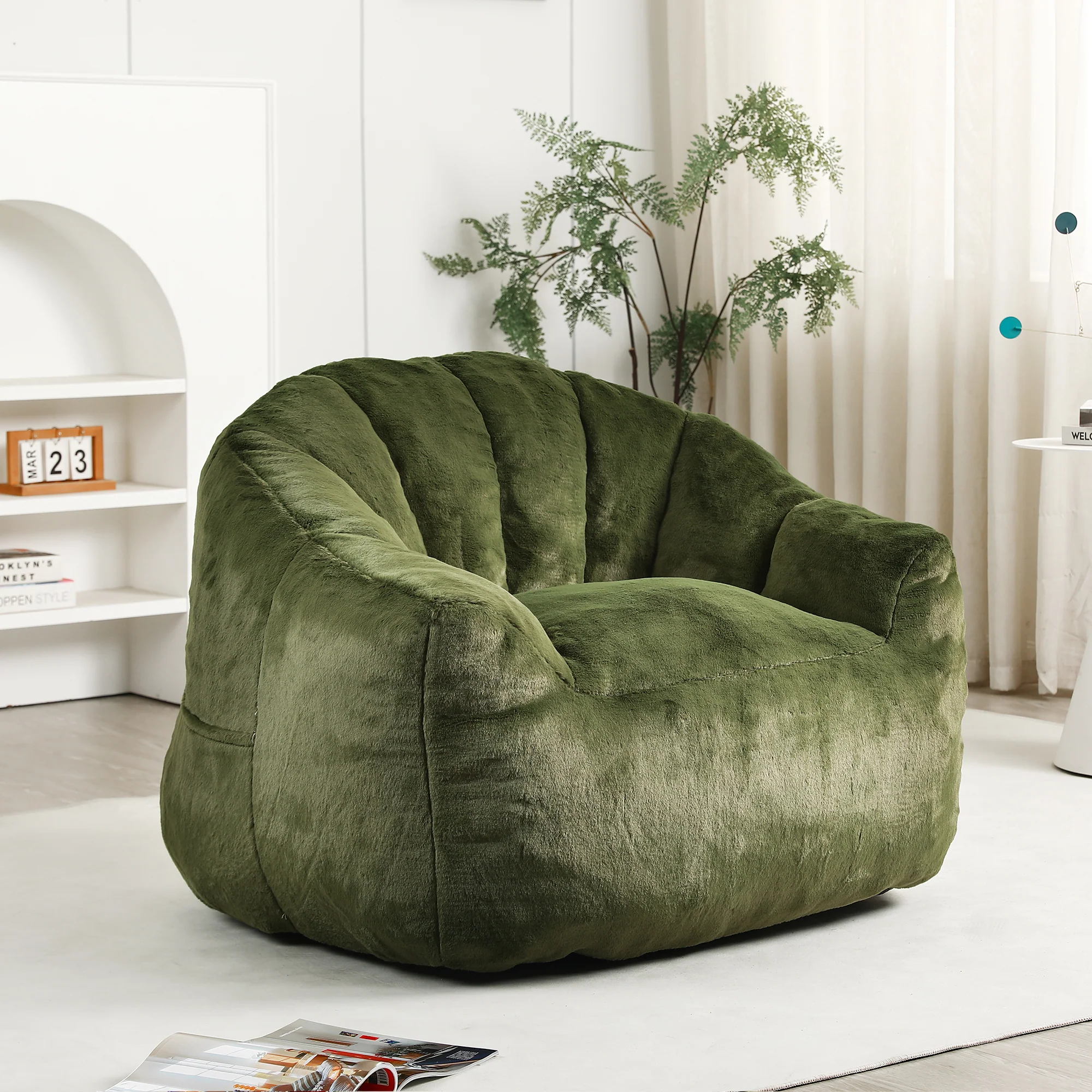 Beanbag Sofa Chair with Armrests Stuffed with High-Density Foam - Image 56