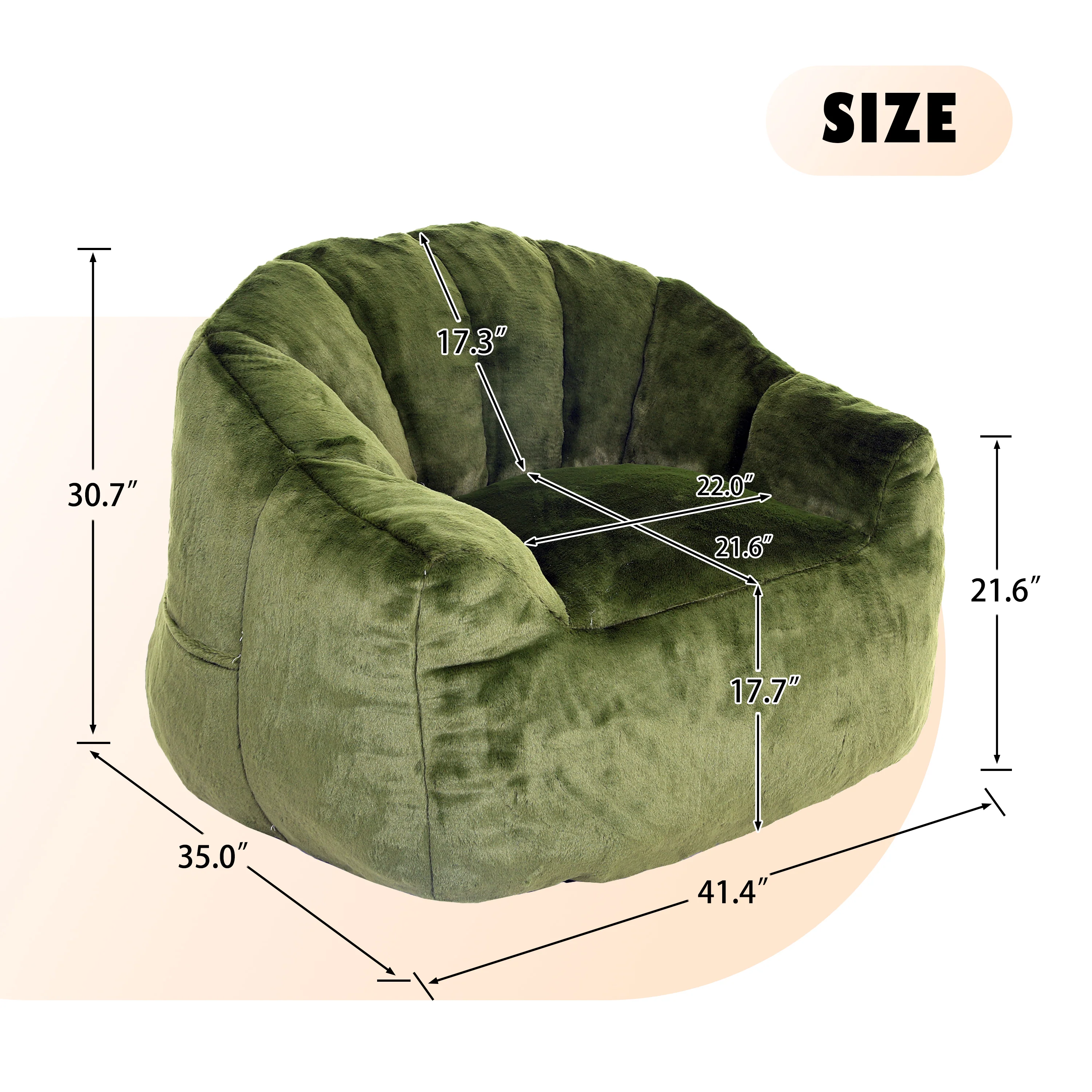 Beanbag Sofa Chair with Armrests Stuffed with High-Density Foam - Image 57
