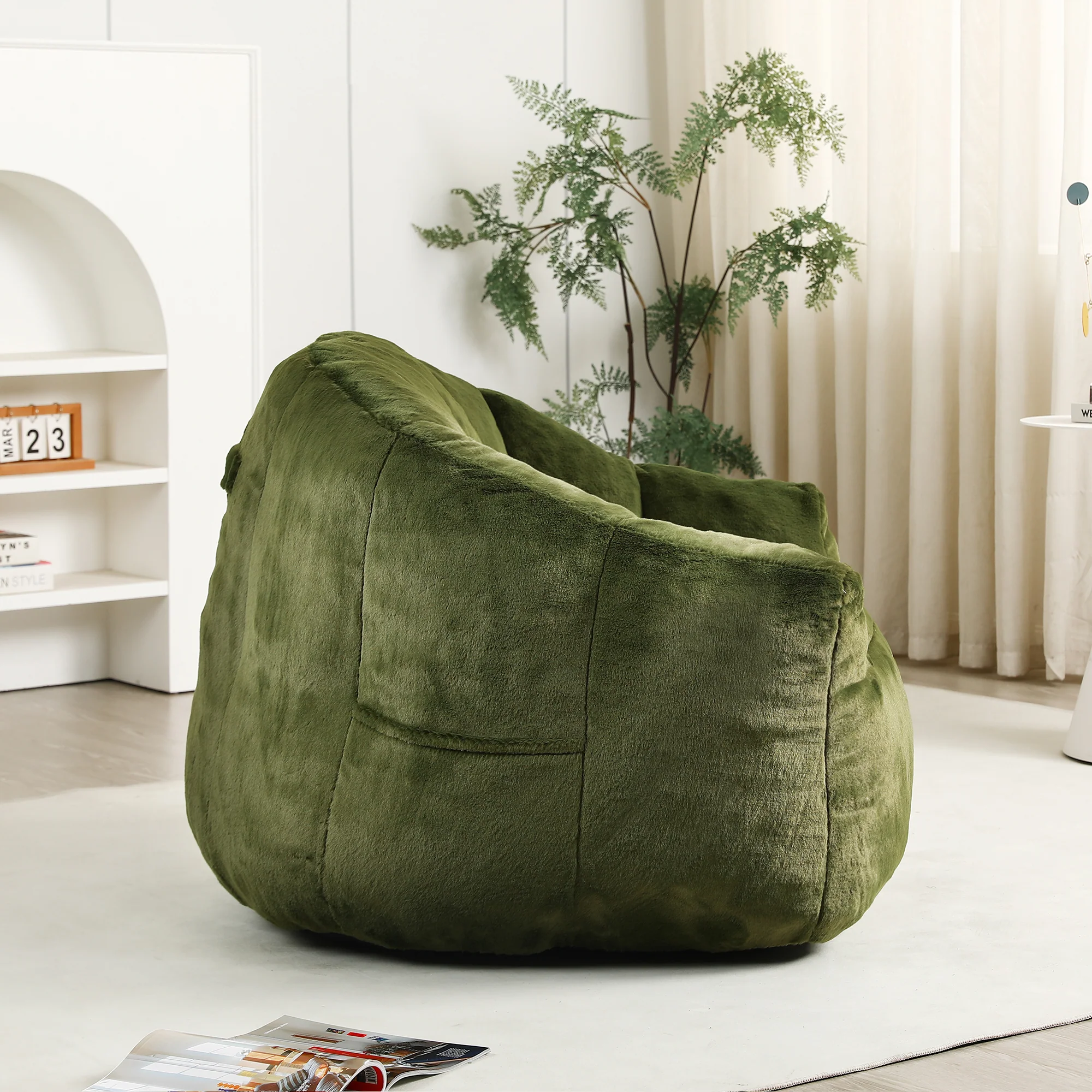 Beanbag Sofa Chair with Armrests Stuffed with High-Density Foam - Image 59