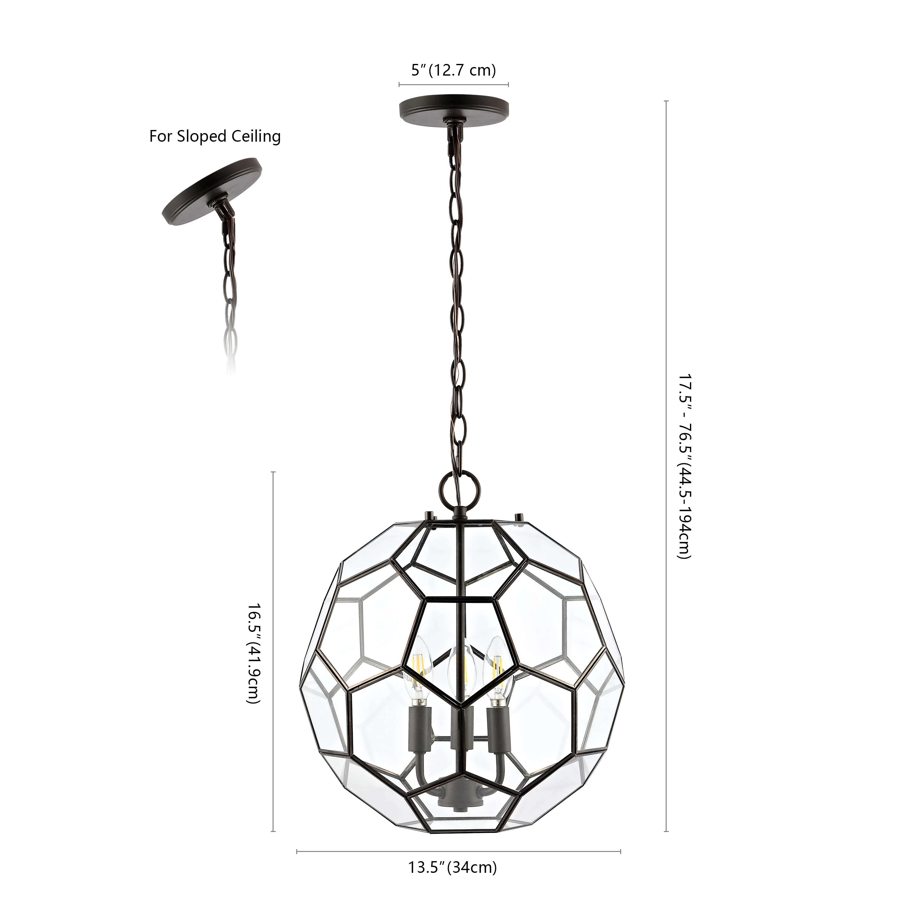 Bee 3-Light Modern Farmhouse Iron/Glass LED Pendant - Image 12