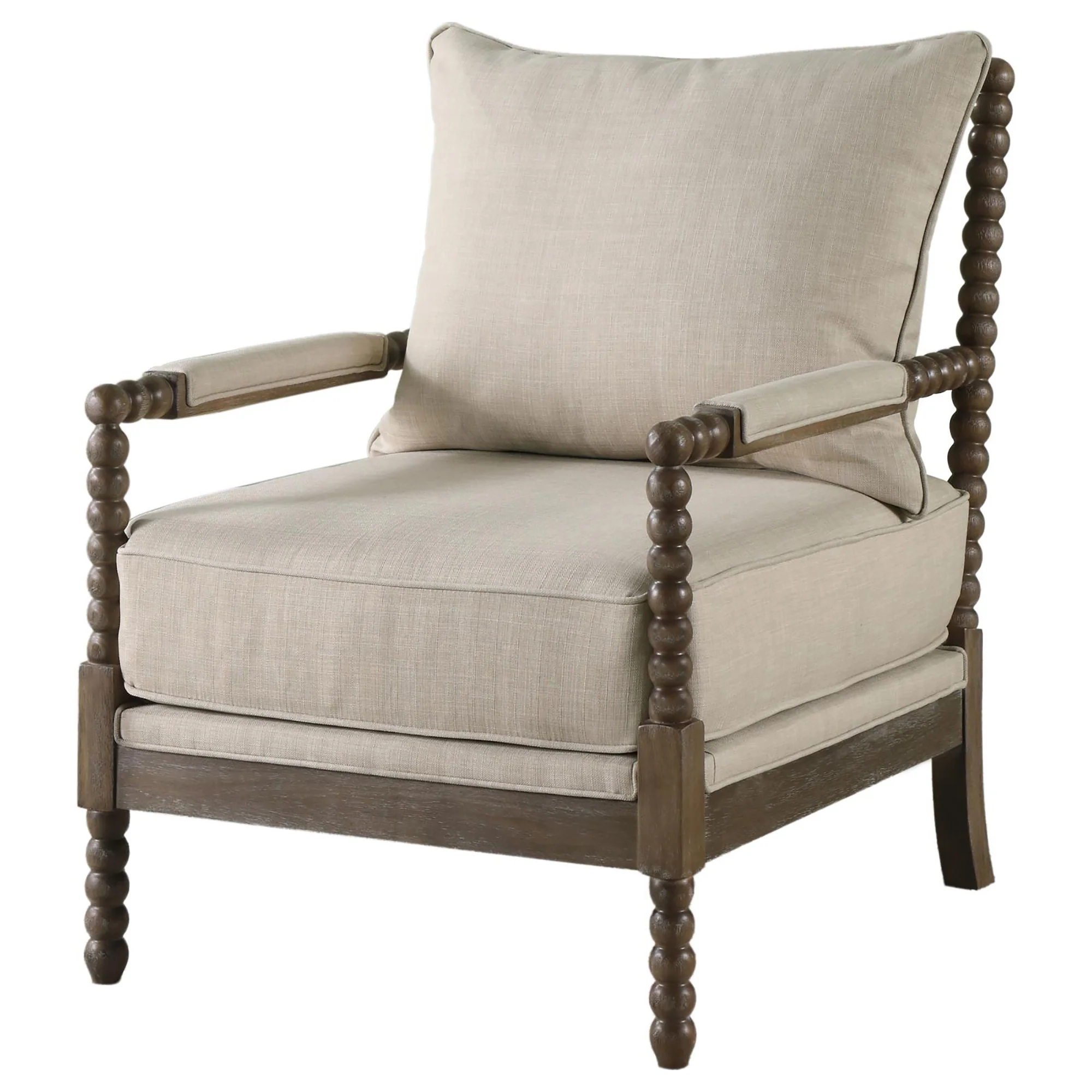 Beige and Natural Removable Back Accent Chair - Image 3