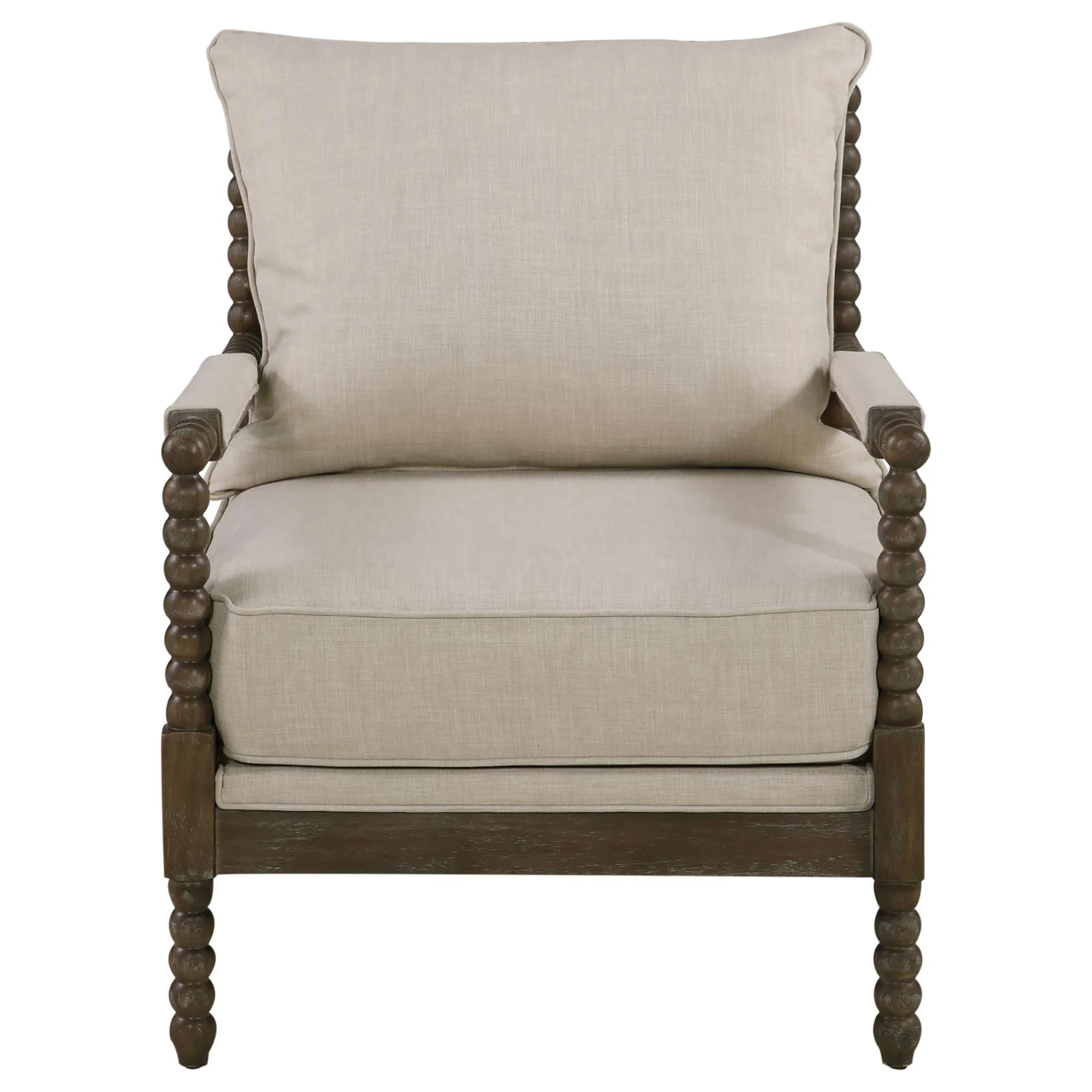Beige and Natural Removable Back Accent Chair - Image 4