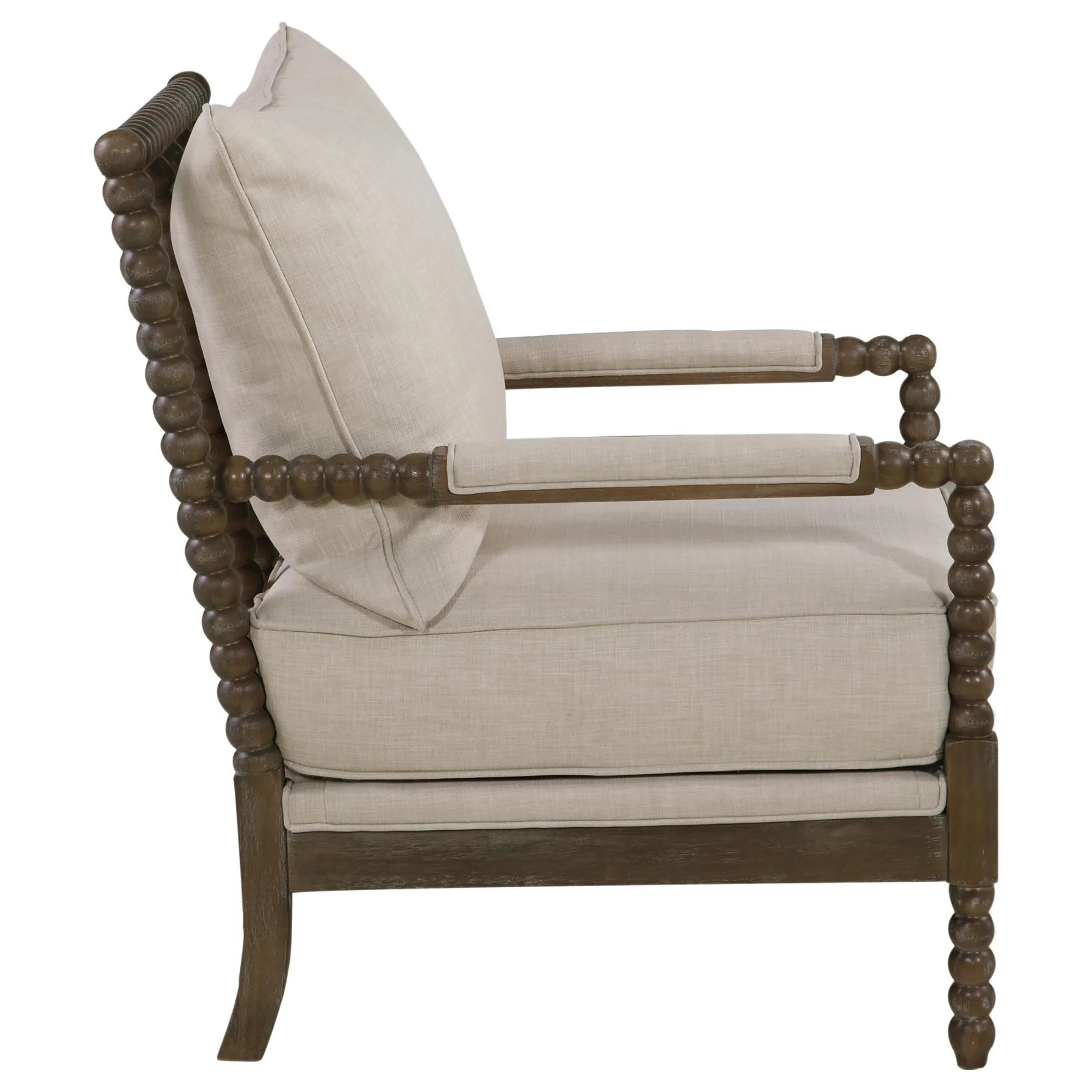 Beige and Natural Removable Back Accent Chair - Image 5