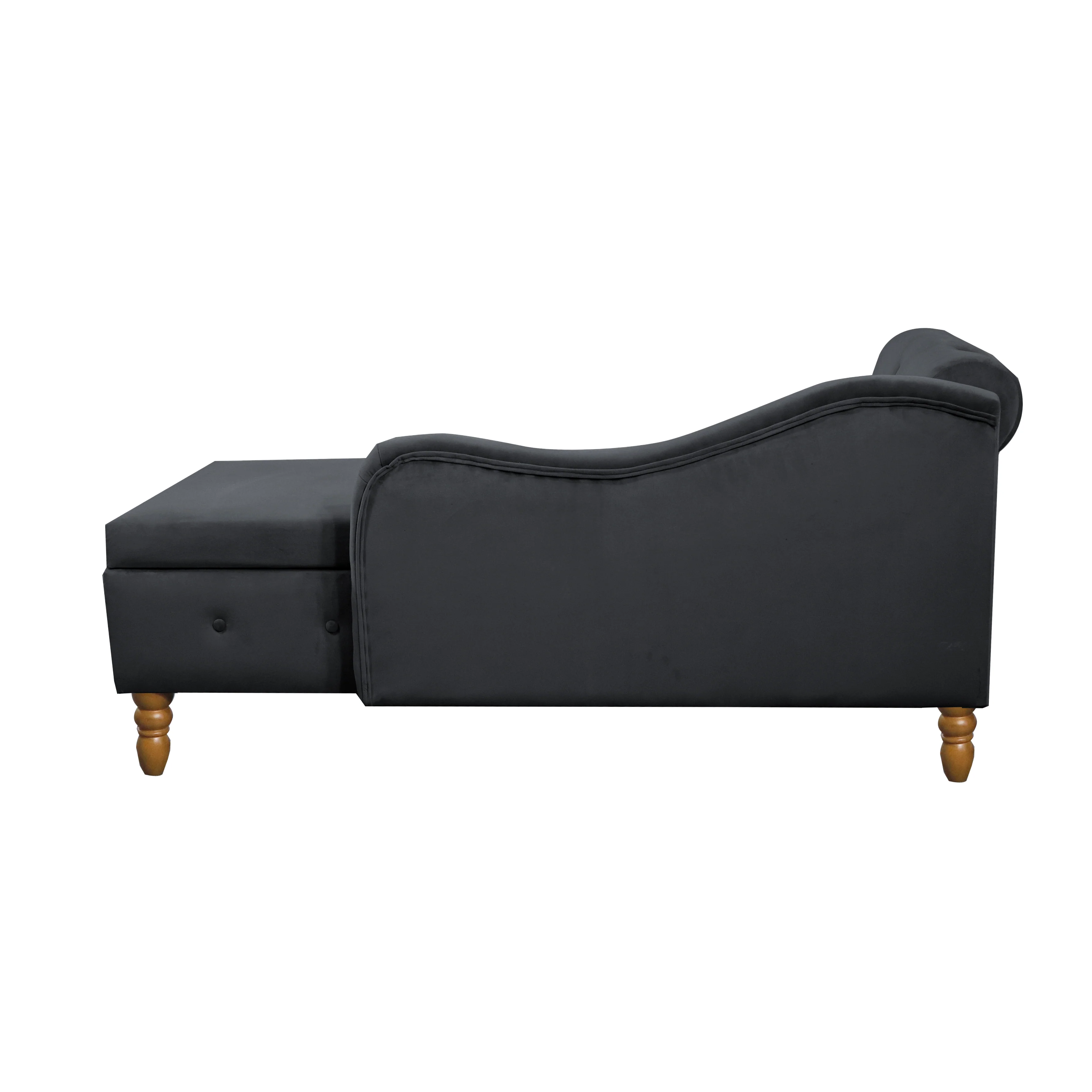 Tufted Velvet Upholstered Rolled Arm Nailhead Chaise Lounge - Image 35