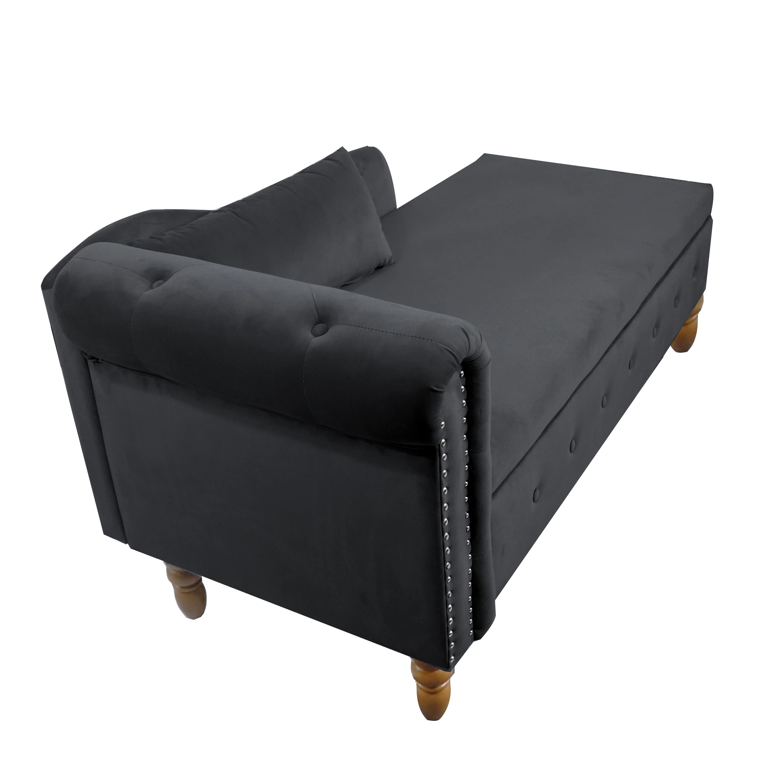 Tufted Velvet Upholstered Rolled Arm Nailhead Chaise Lounge - Image 37