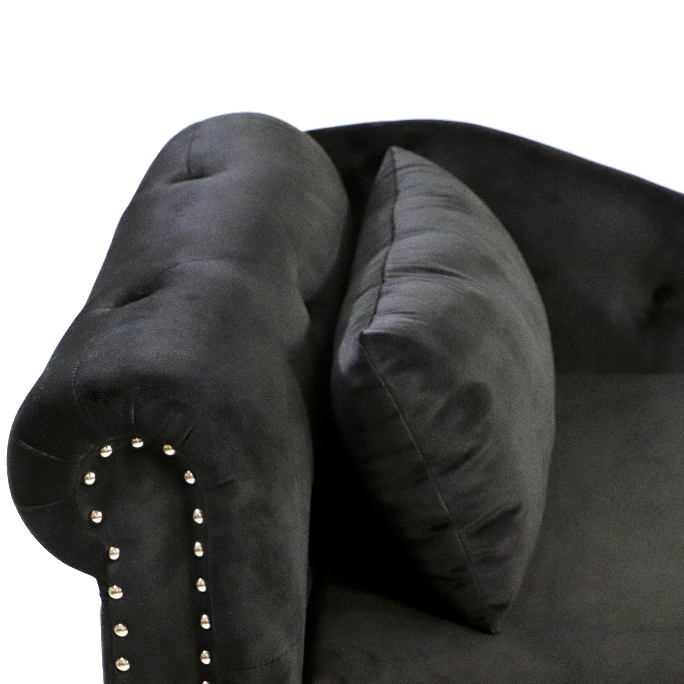Tufted Velvet Upholstered Rolled Arm Nailhead Chaise Lounge - Image 38
