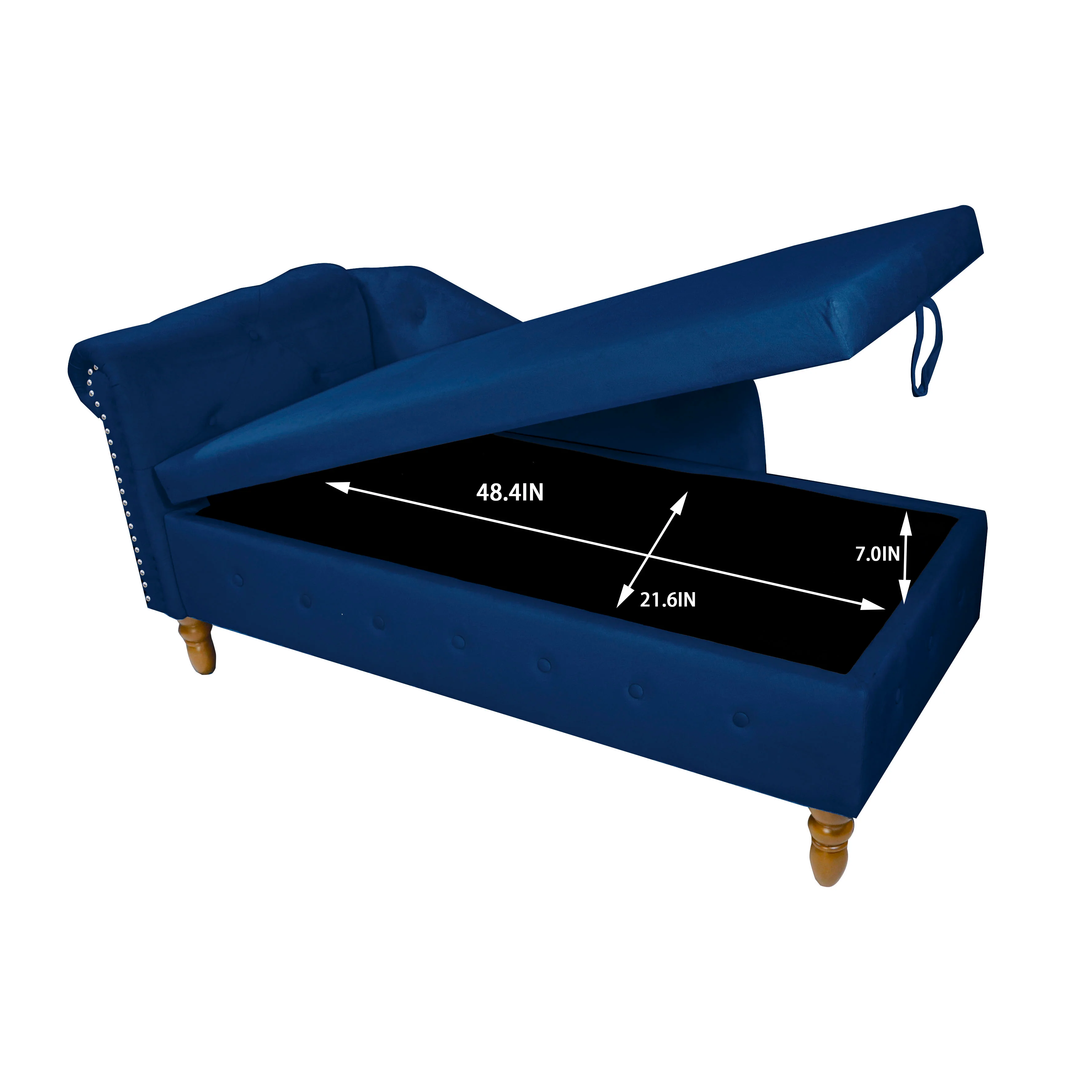 Tufted Velvet Upholstered Rolled Arm Nailhead Chaise Lounge - Image 61
