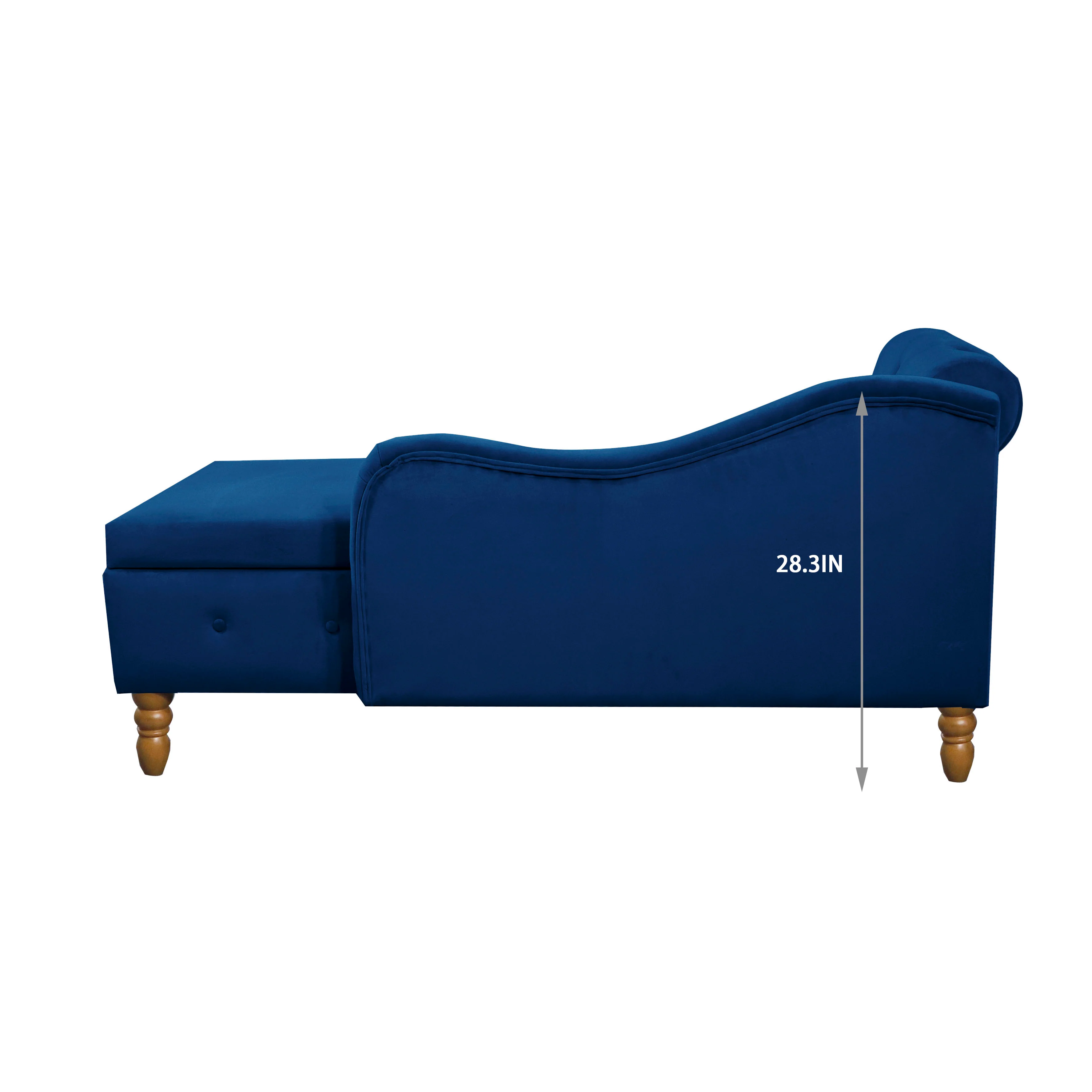 Tufted Velvet Upholstered Rolled Arm Nailhead Chaise Lounge - Image 72