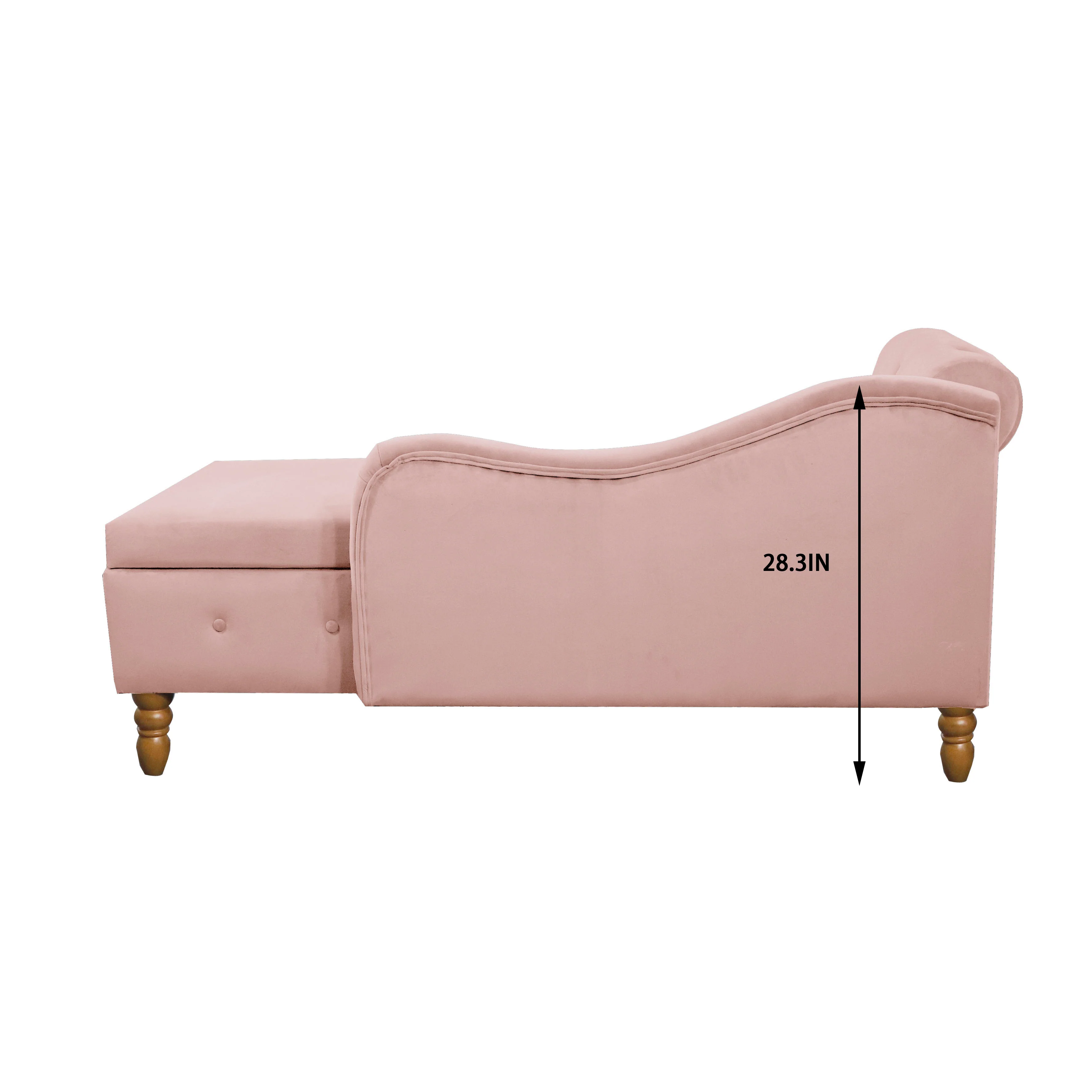 Tufted Velvet Upholstered Rolled Arm Nailhead Chaise Lounge - Image 86